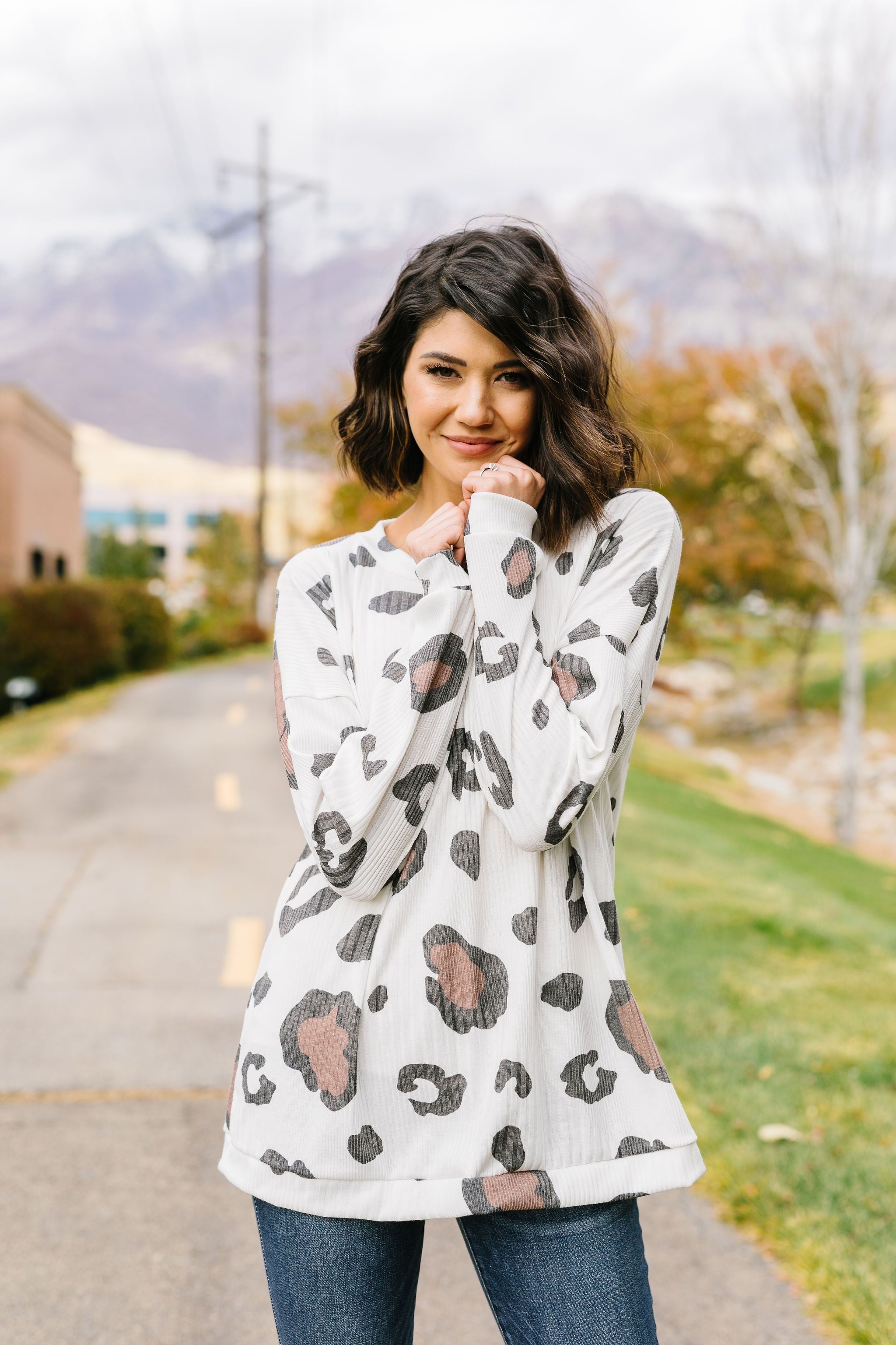 Oversized Animal Print Top