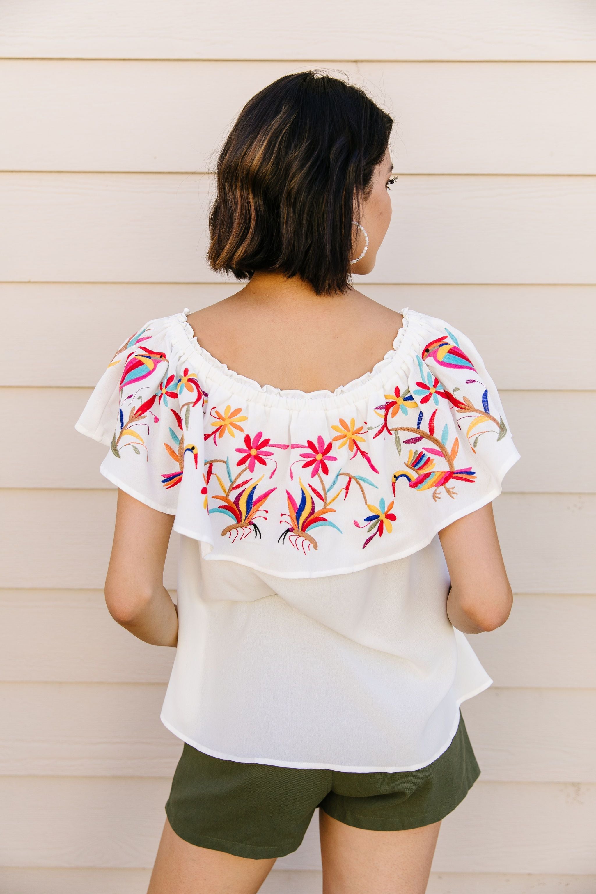Paradise Found Embroidered Off-Shoulder Blouse