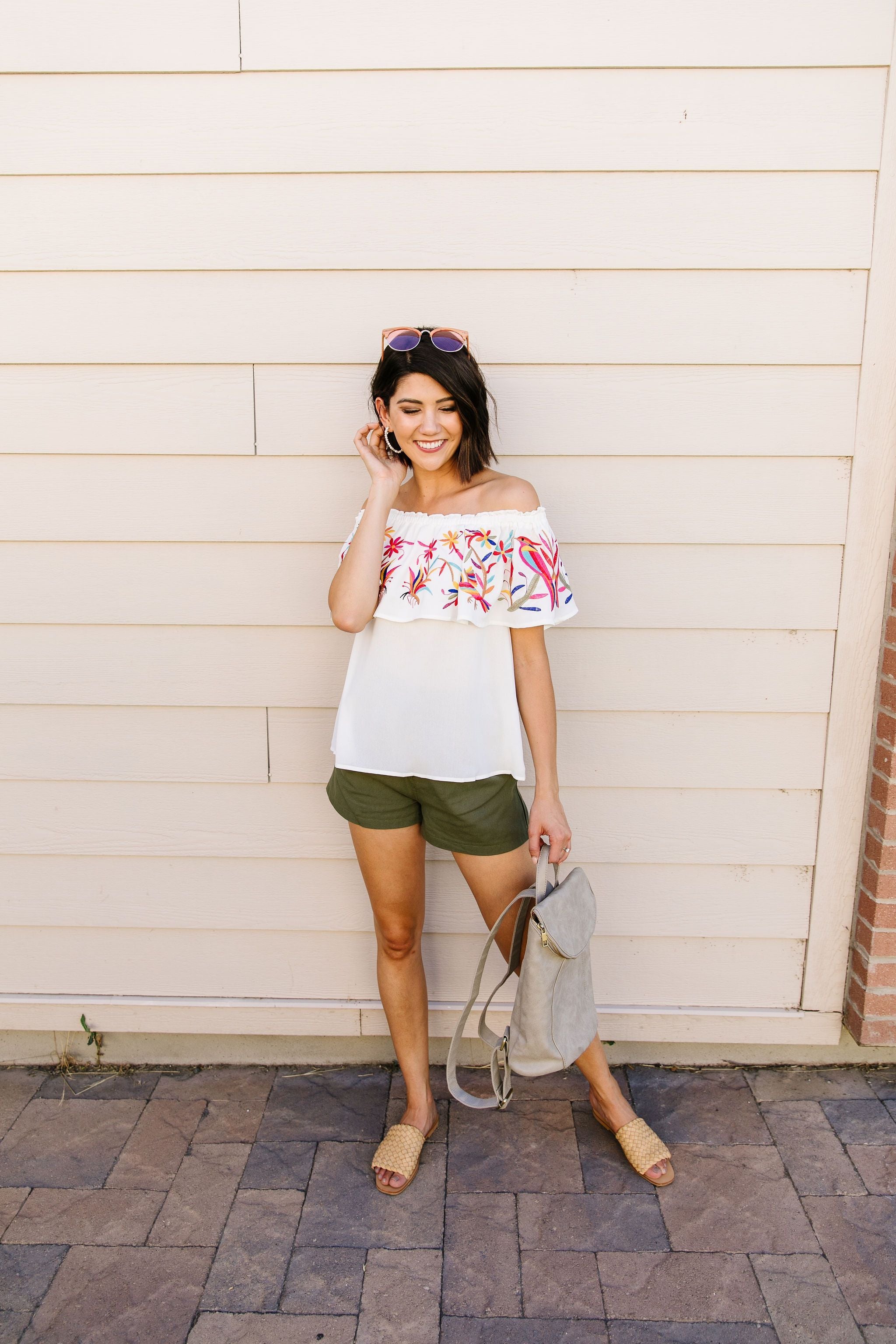 Paradise Found Embroidered Off-Shoulder Blouse