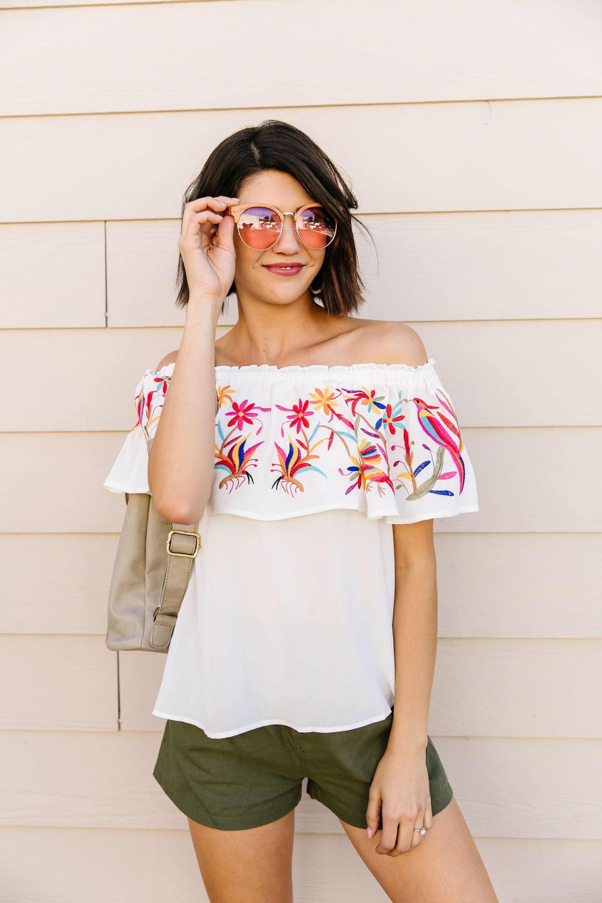 Paradise Found Embroidered Off-Shoulder Blouse