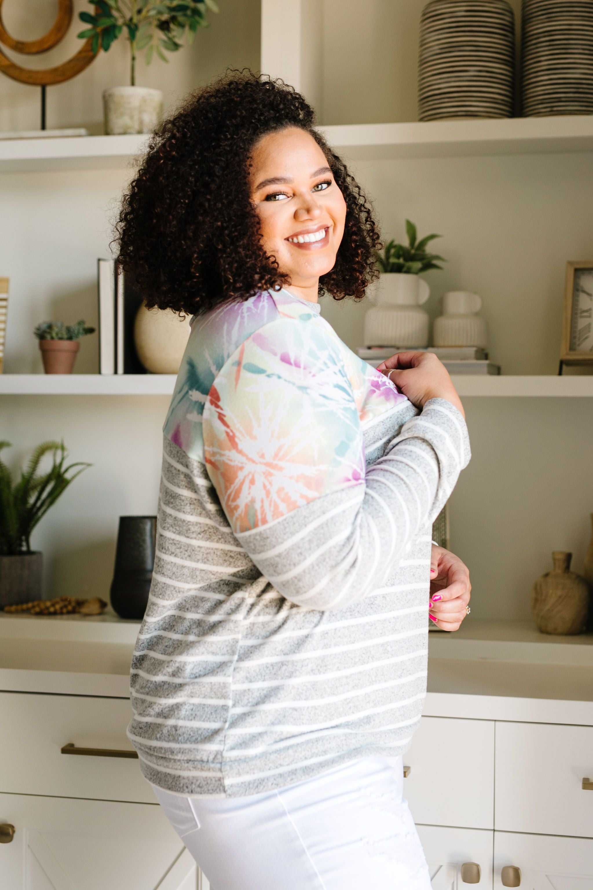 Pastel Tie Dye & Stripes Pullover
