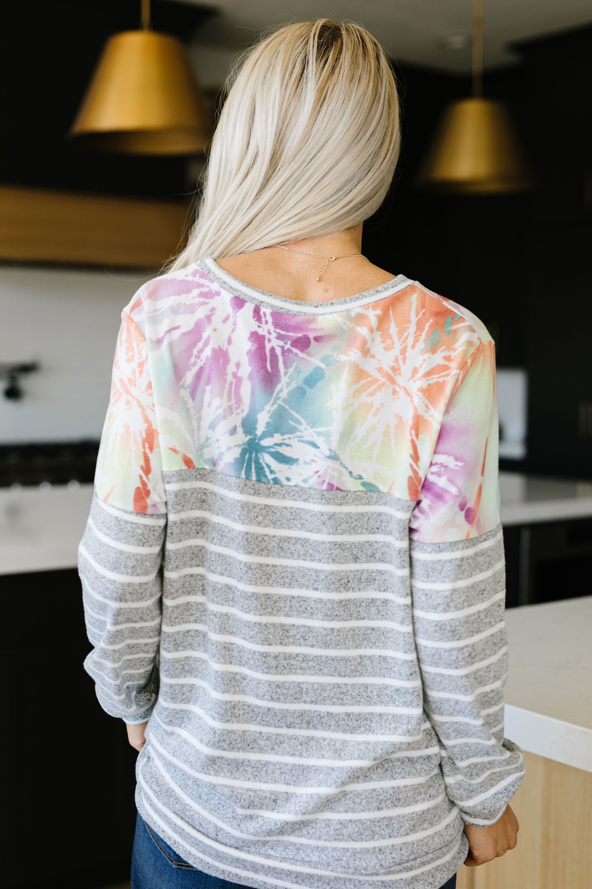 Pastel Tie Dye & Stripes Pullover