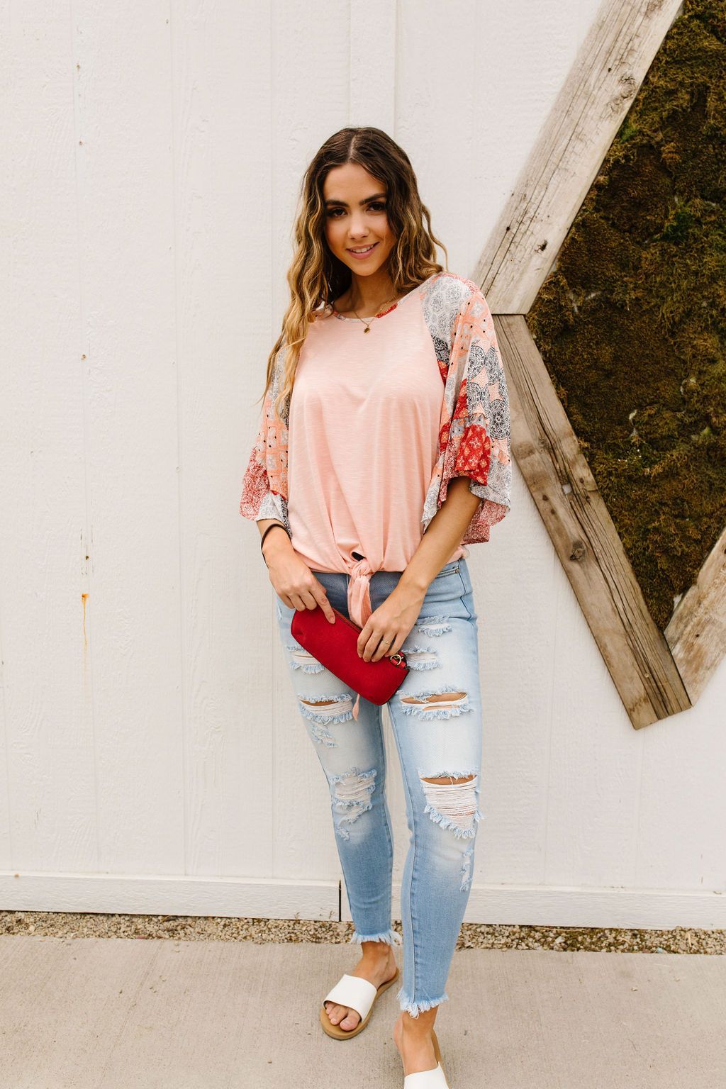 Patricia Peach Patchwork Top