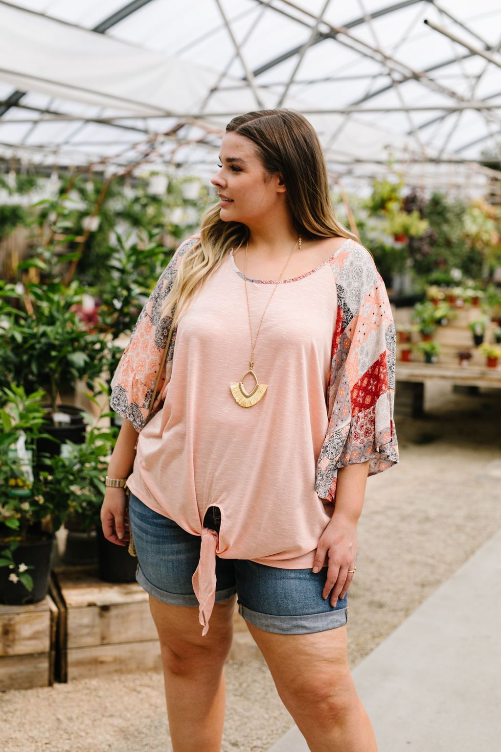 Patricia Peach Patchwork Top