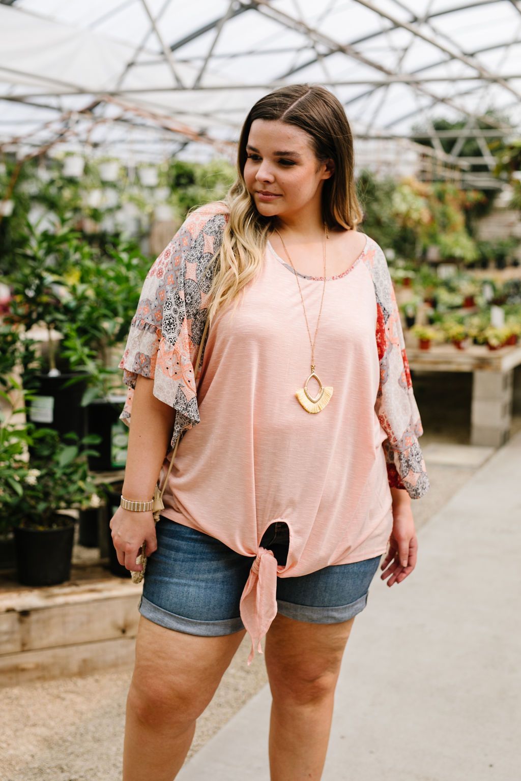 Patricia Peach Patchwork Top