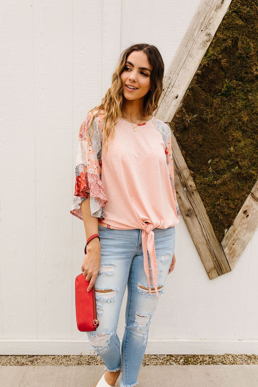 Patricia Peach Patchwork Top