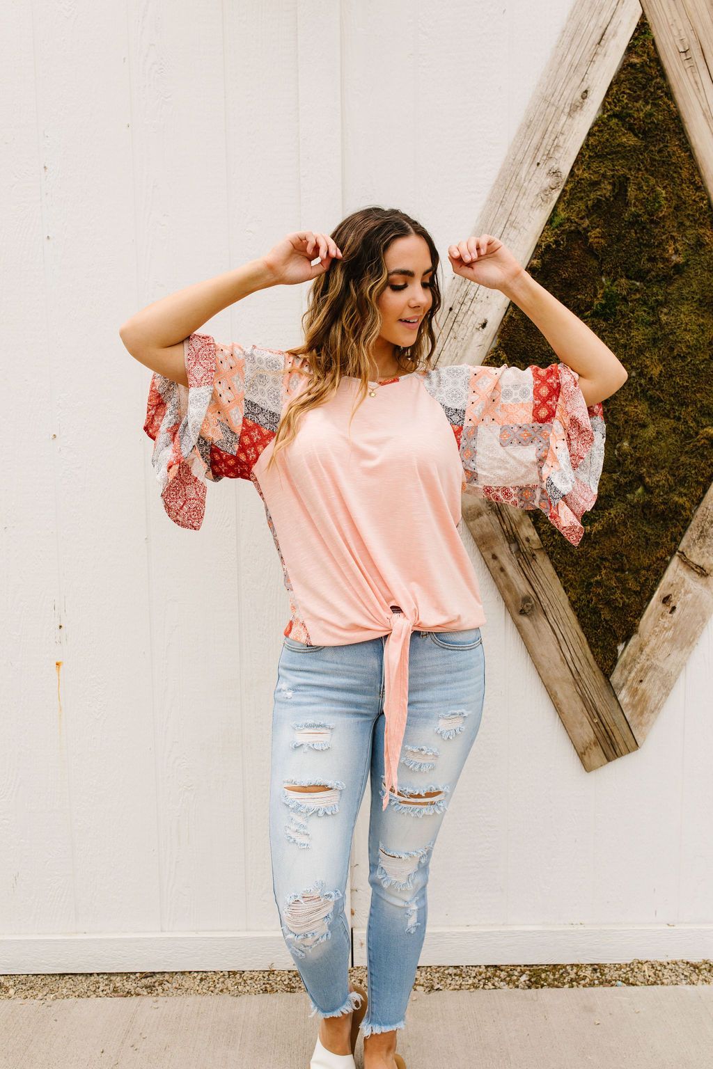Patricia Peach Patchwork Top