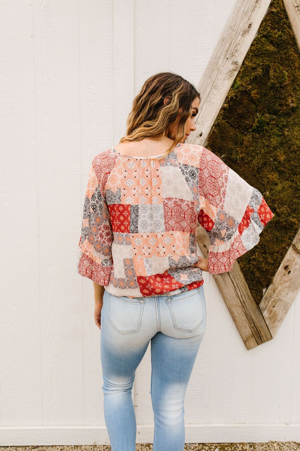 Patricia Peach Patchwork Top