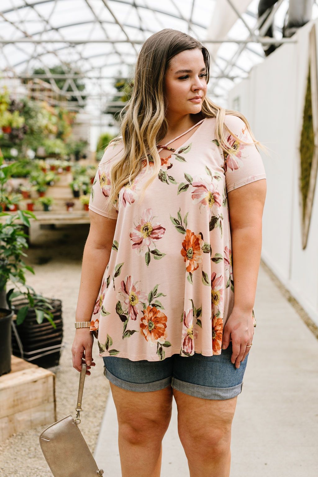 Peach Magnolias Criss Cross Top