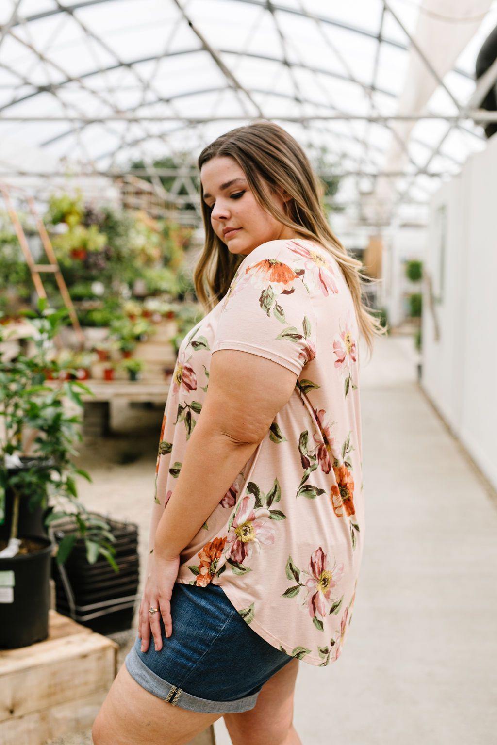 Peach Magnolias Criss Cross Top