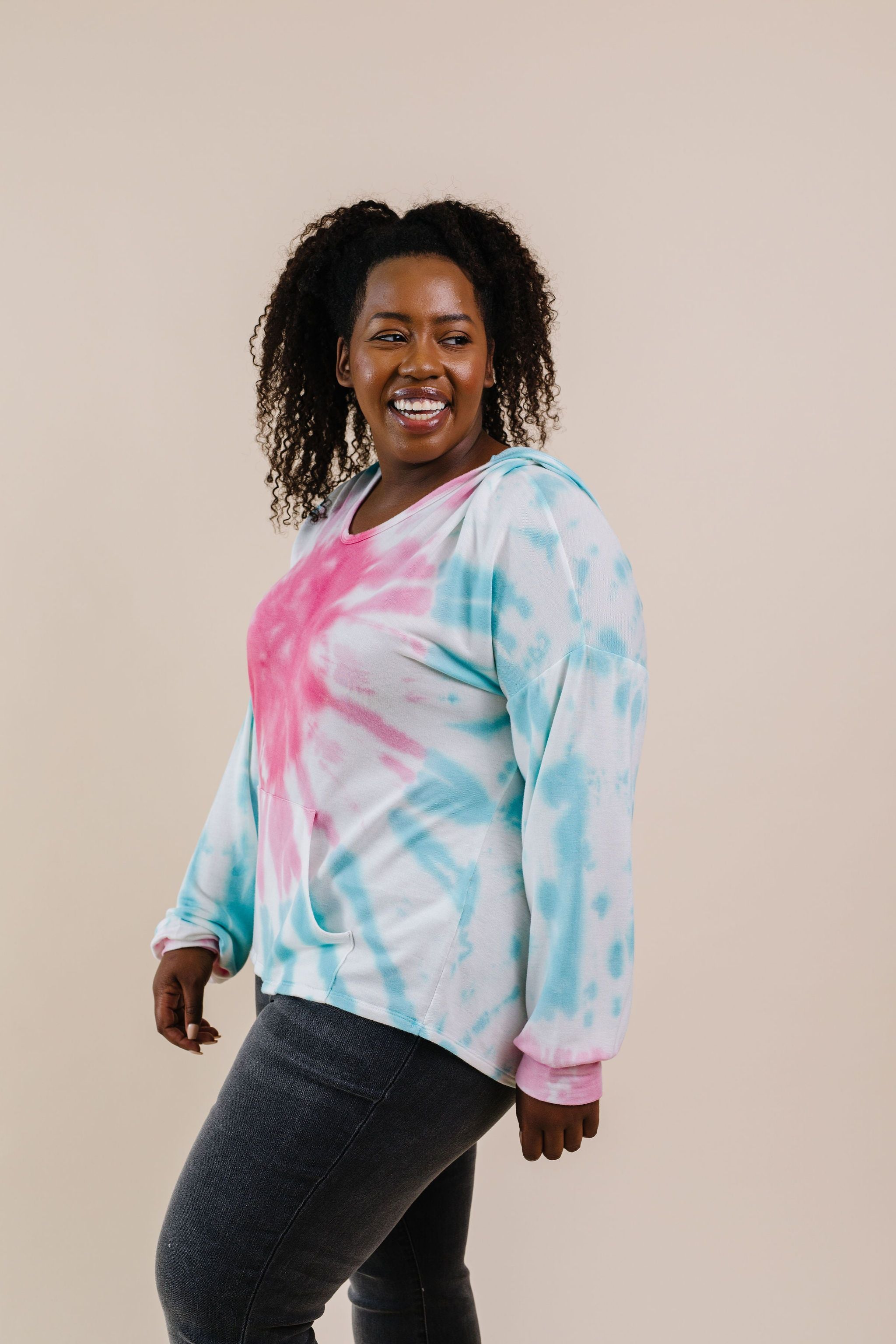 Pink Sunburst Tie Dye Hoodie