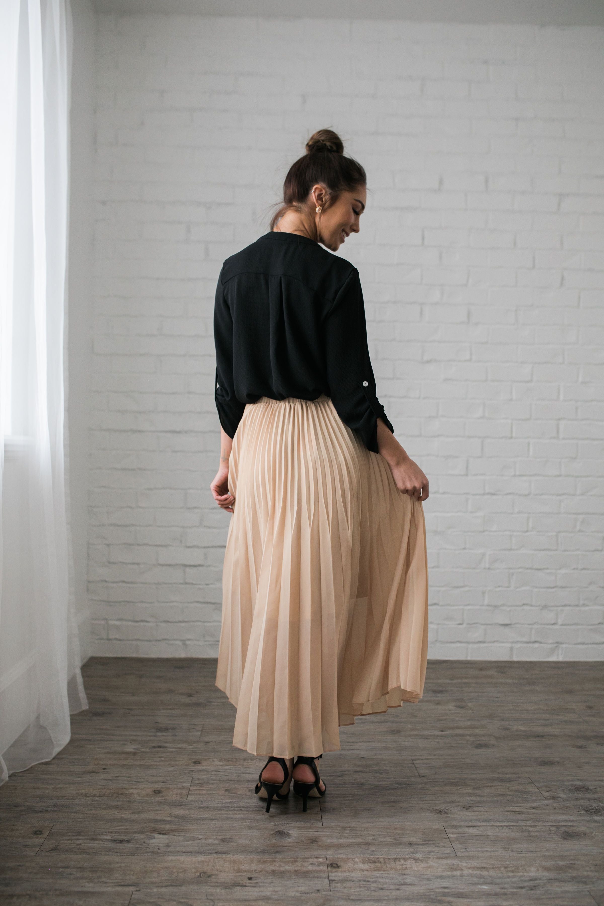 Pleated Chiffon Maxi Skirt - ALL SALES FINAL