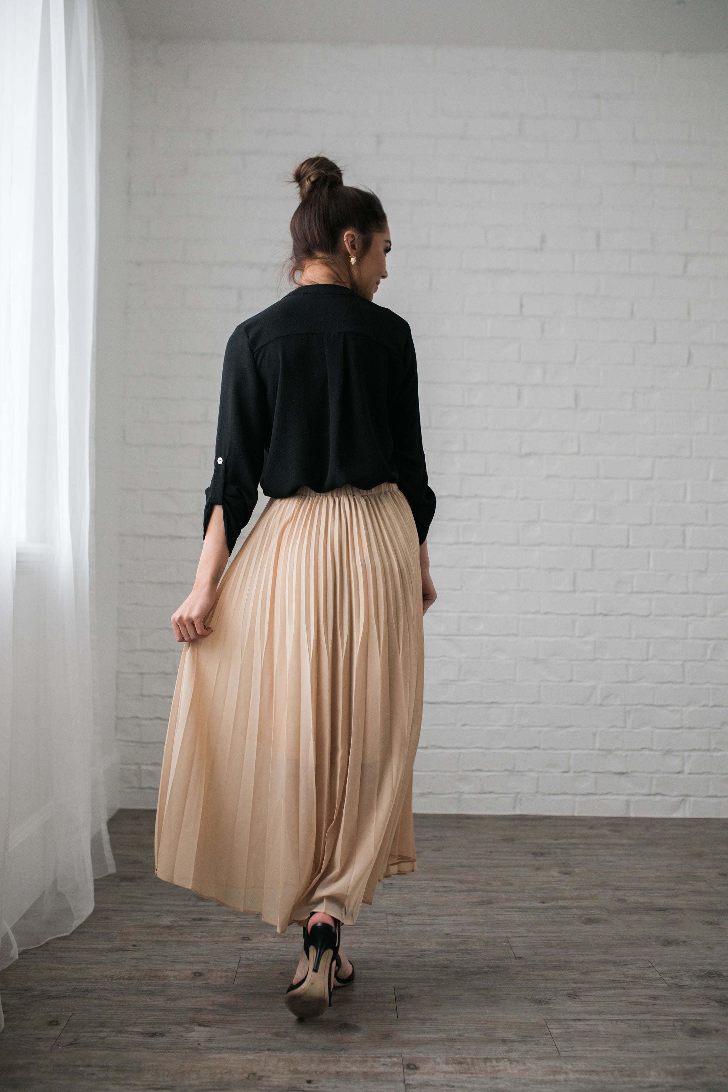 Pleated Chiffon Maxi Skirt - ALL SALES FINAL