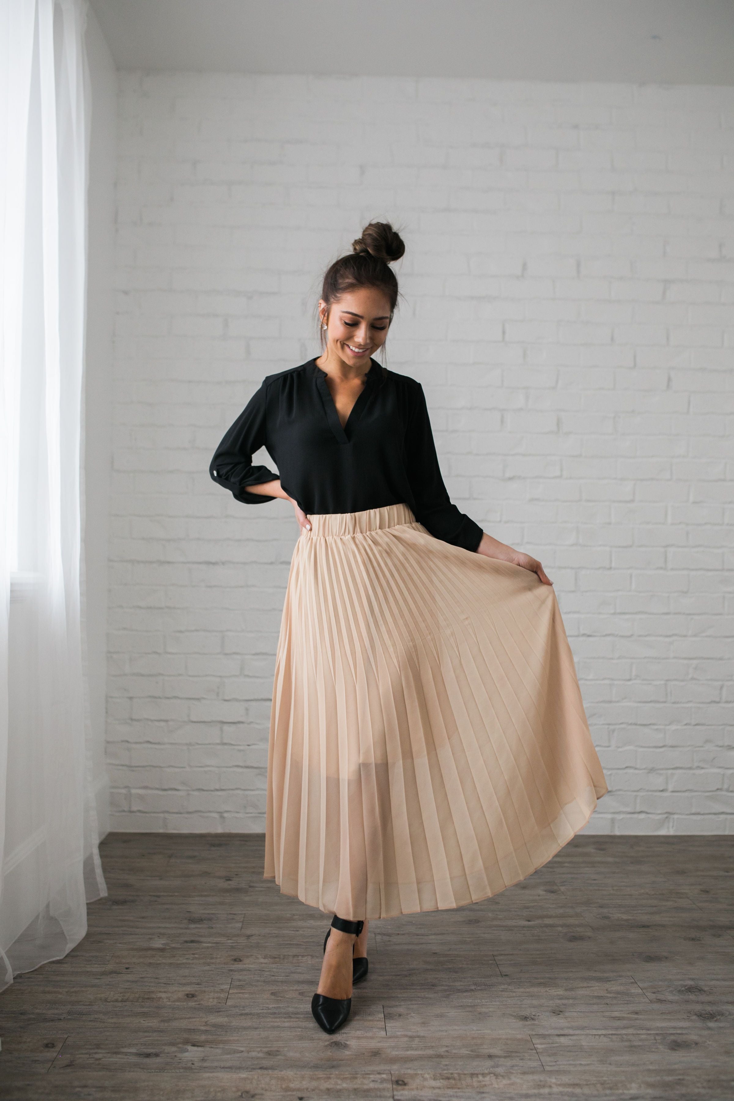 Pleated Chiffon Maxi Skirt - ALL SALES FINAL