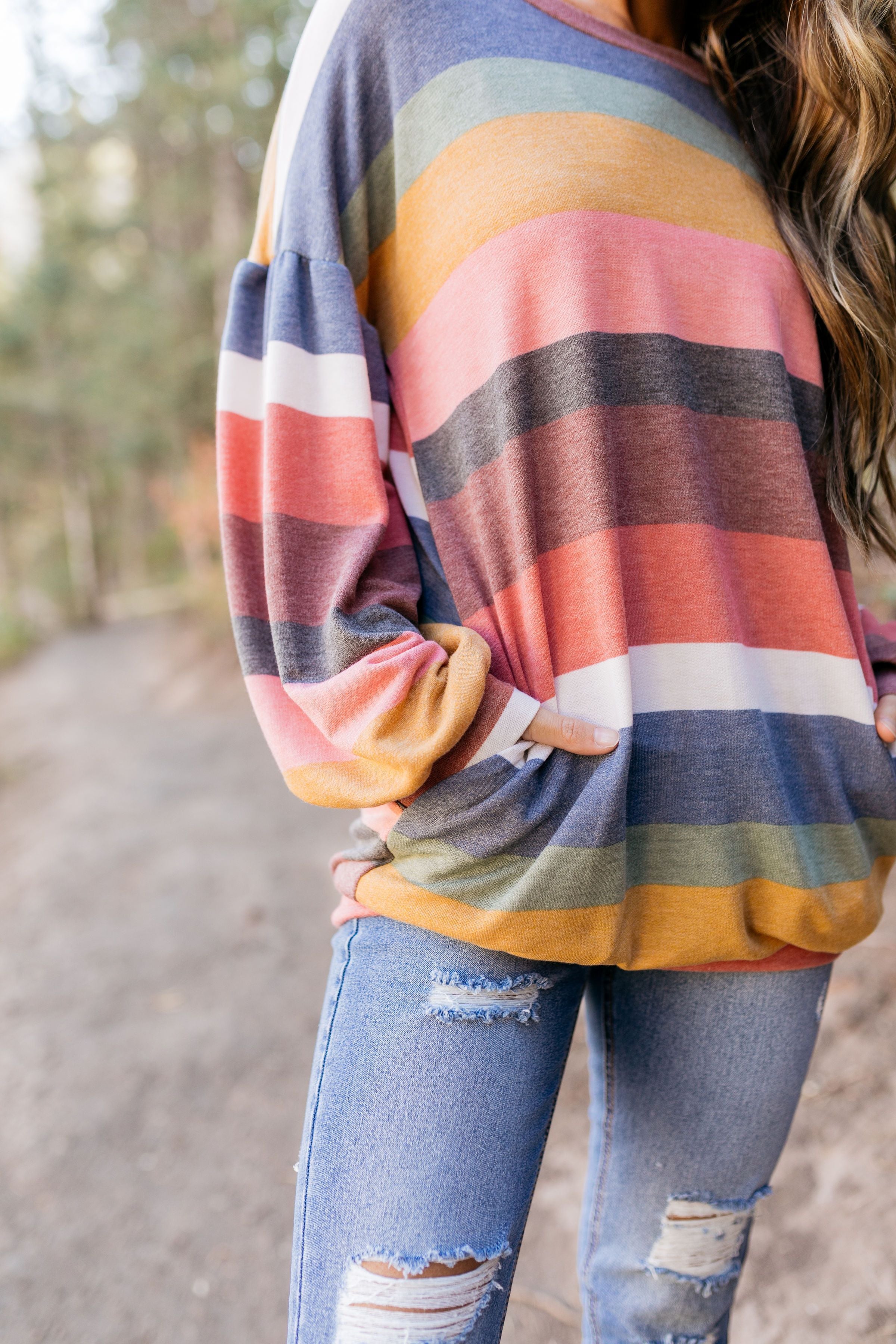 Pockets And Puffs Soft Striped Top