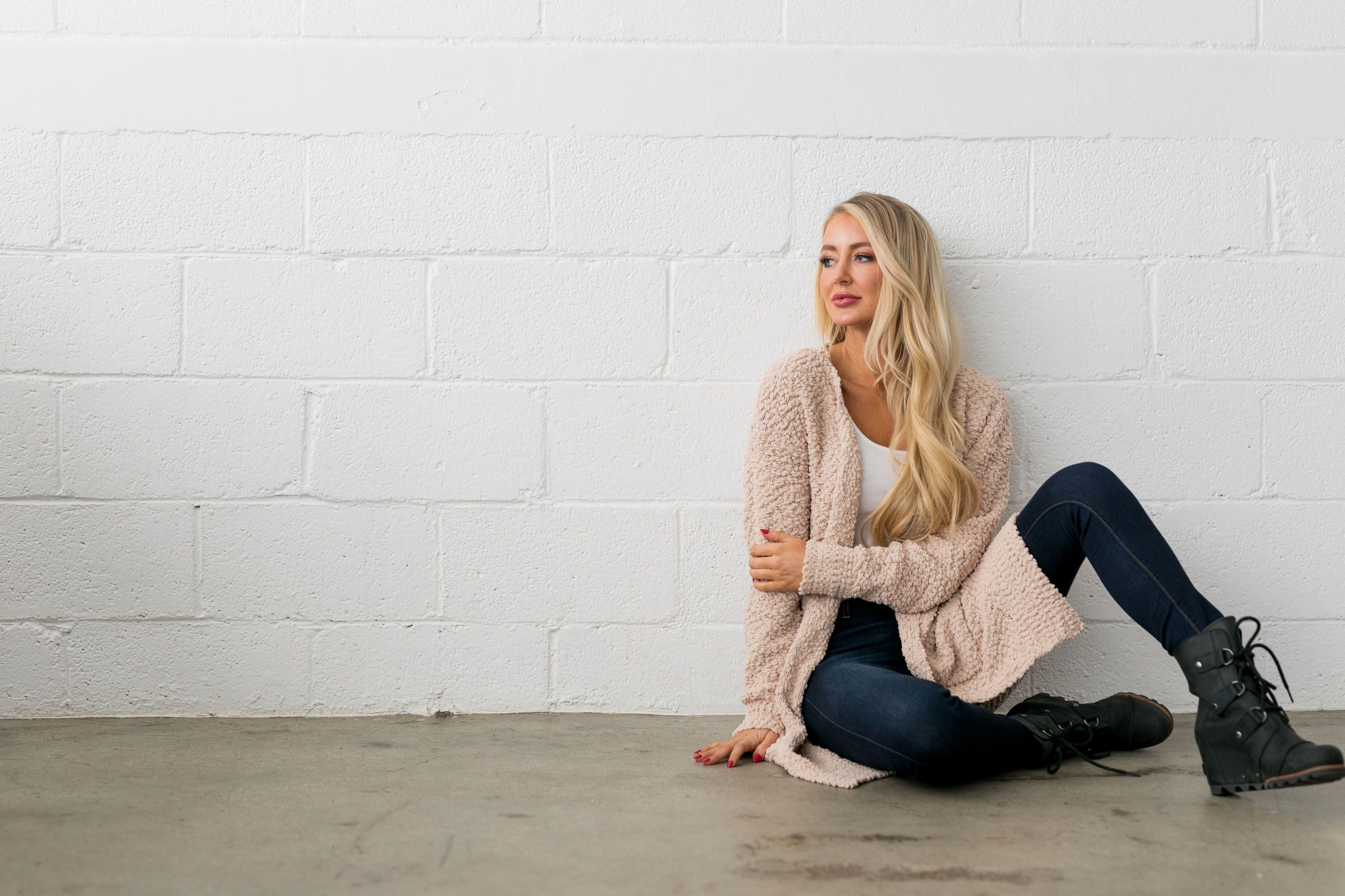 Popcorn Popping Cardigan In Oatmeal
