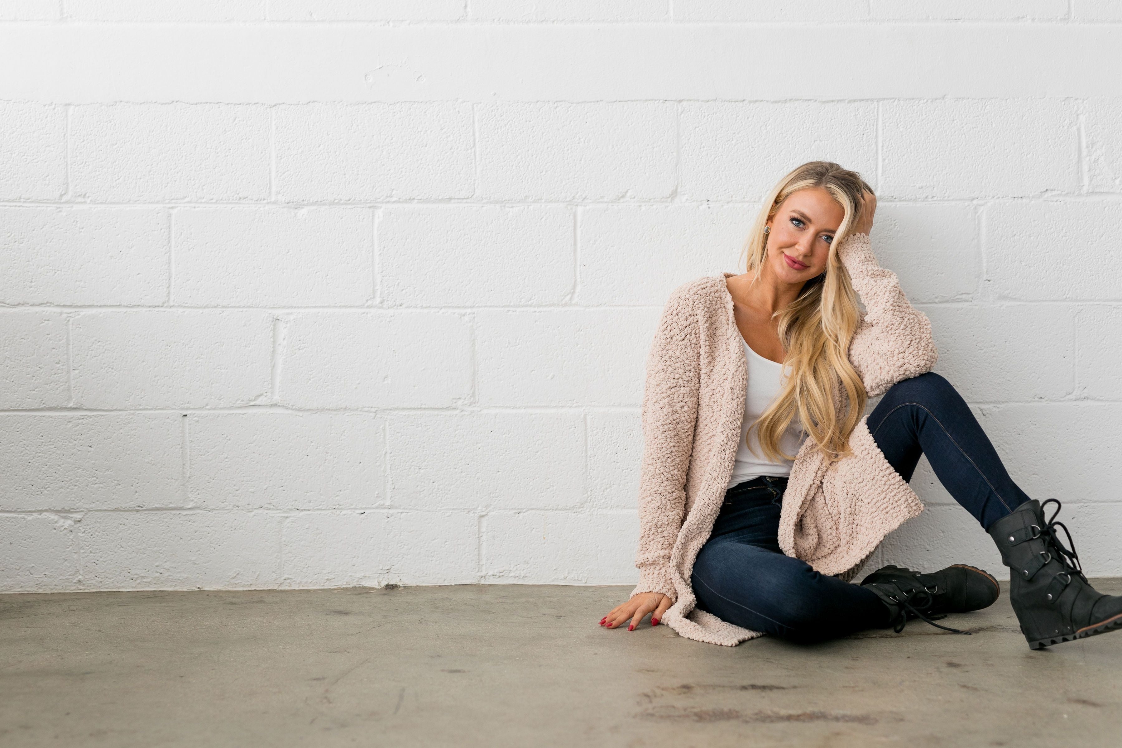 Popcorn Popping Cardigan In Oatmeal