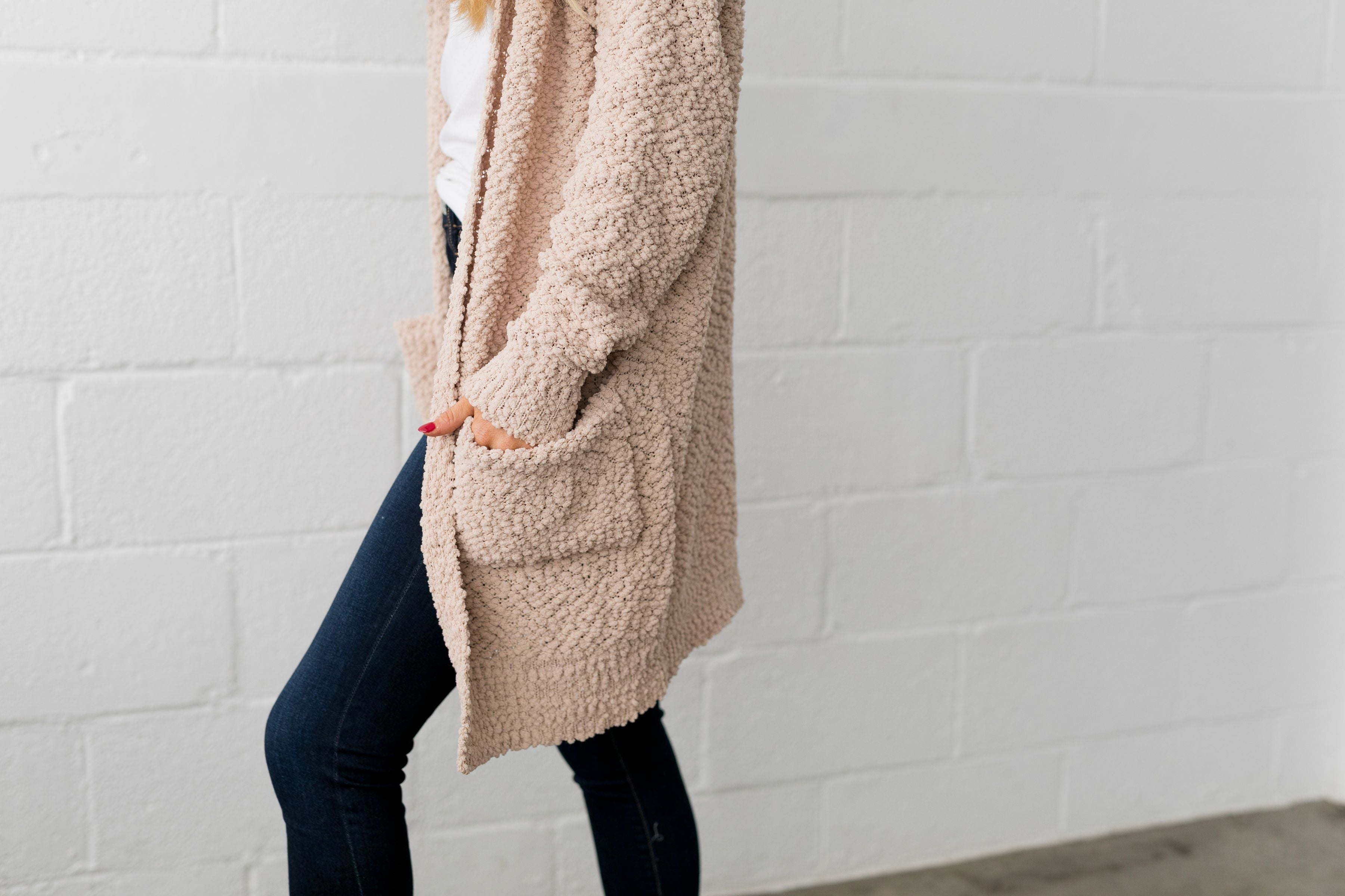 Popcorn Popping Cardigan In Oatmeal