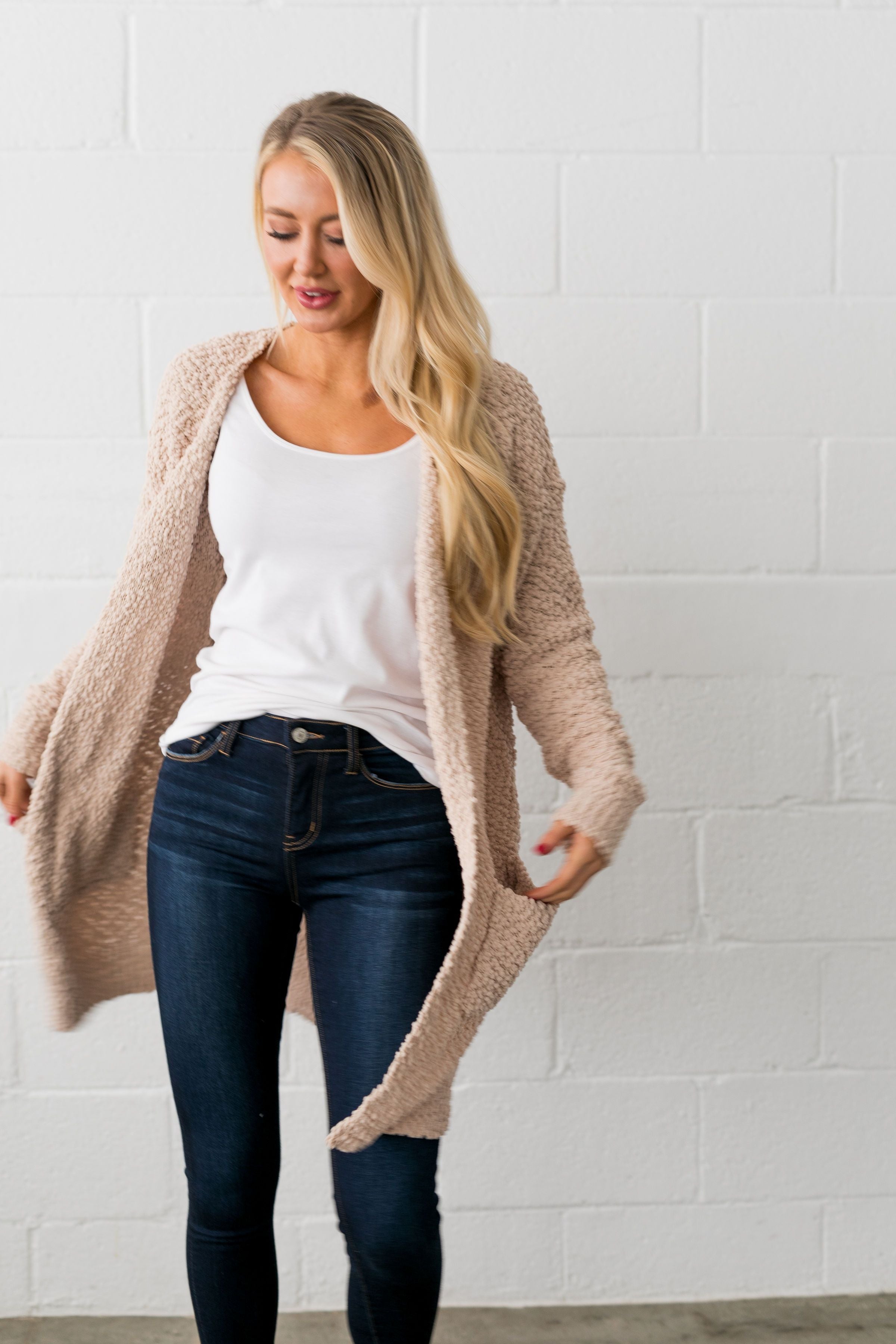 Popcorn Popping Cardigan In Oatmeal