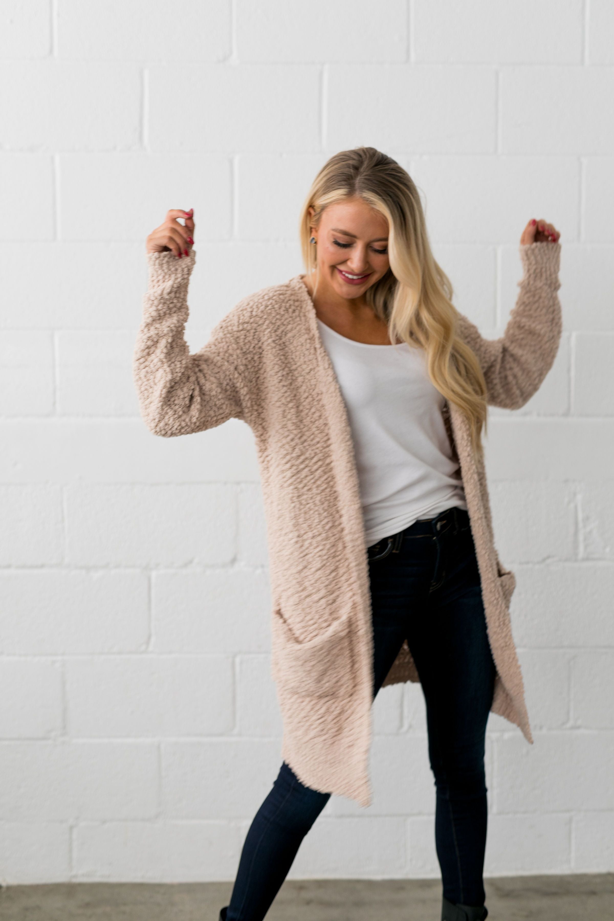 Popcorn Popping Cardigan In Oatmeal