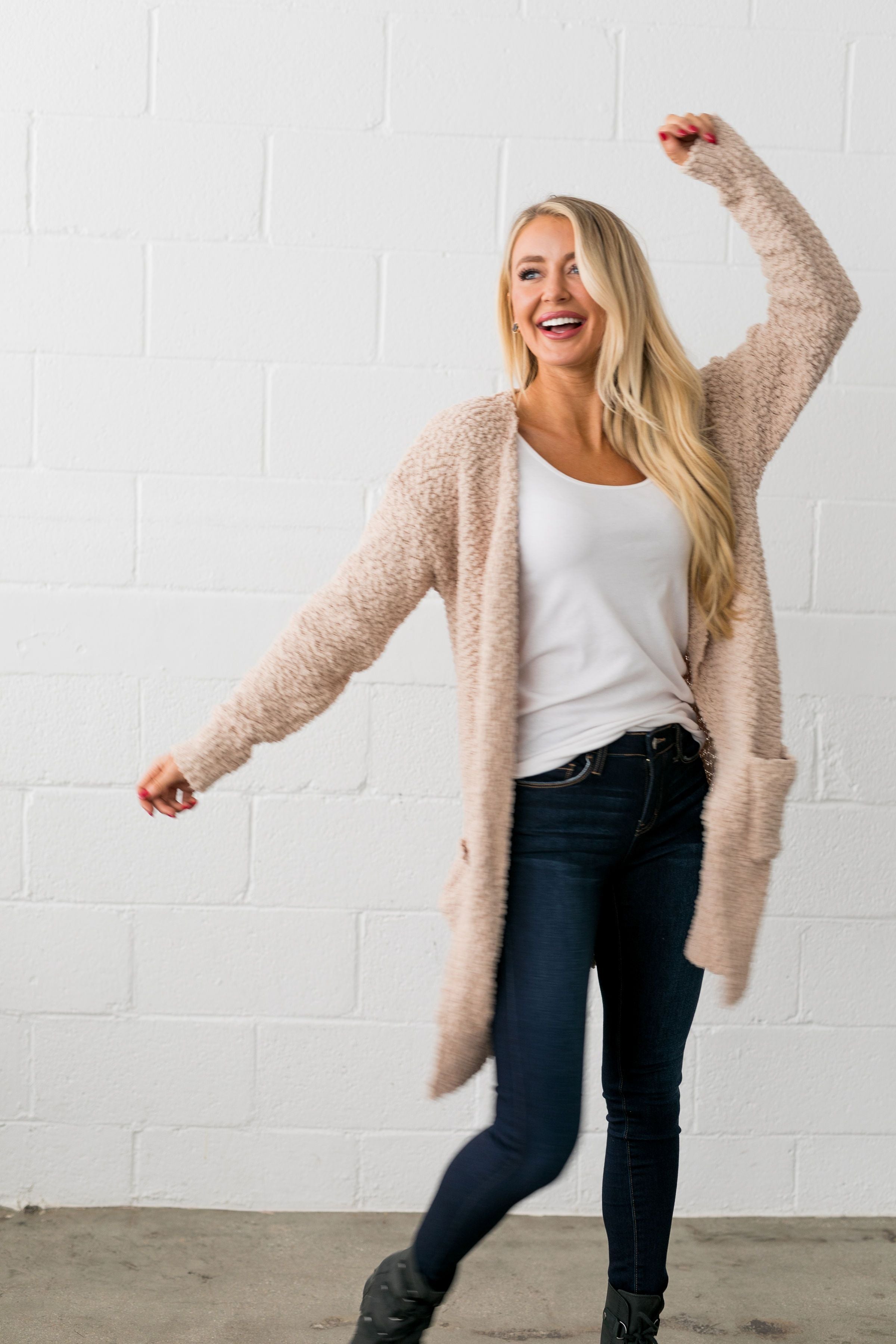 Popcorn Popping Cardigan In Oatmeal