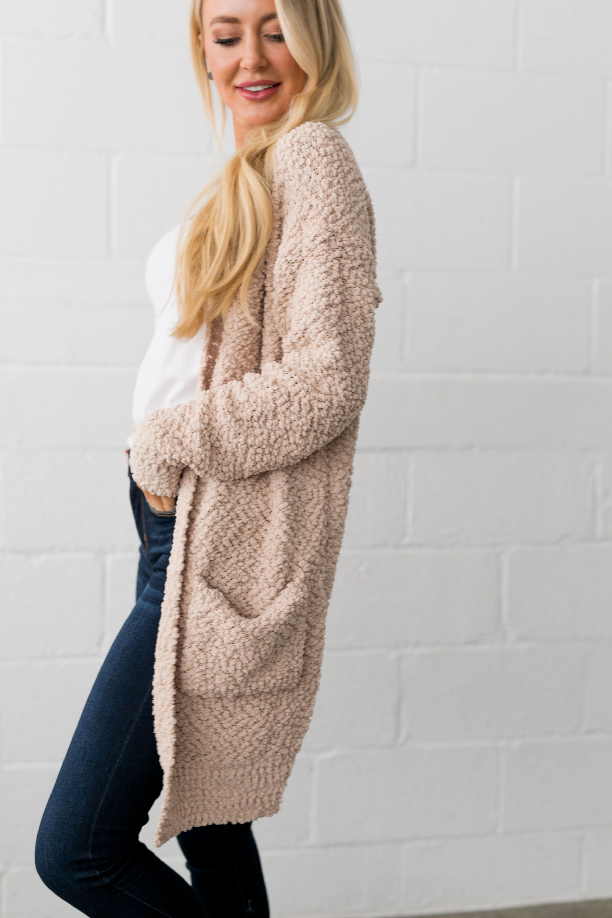 Popcorn Popping Cardigan In Oatmeal
