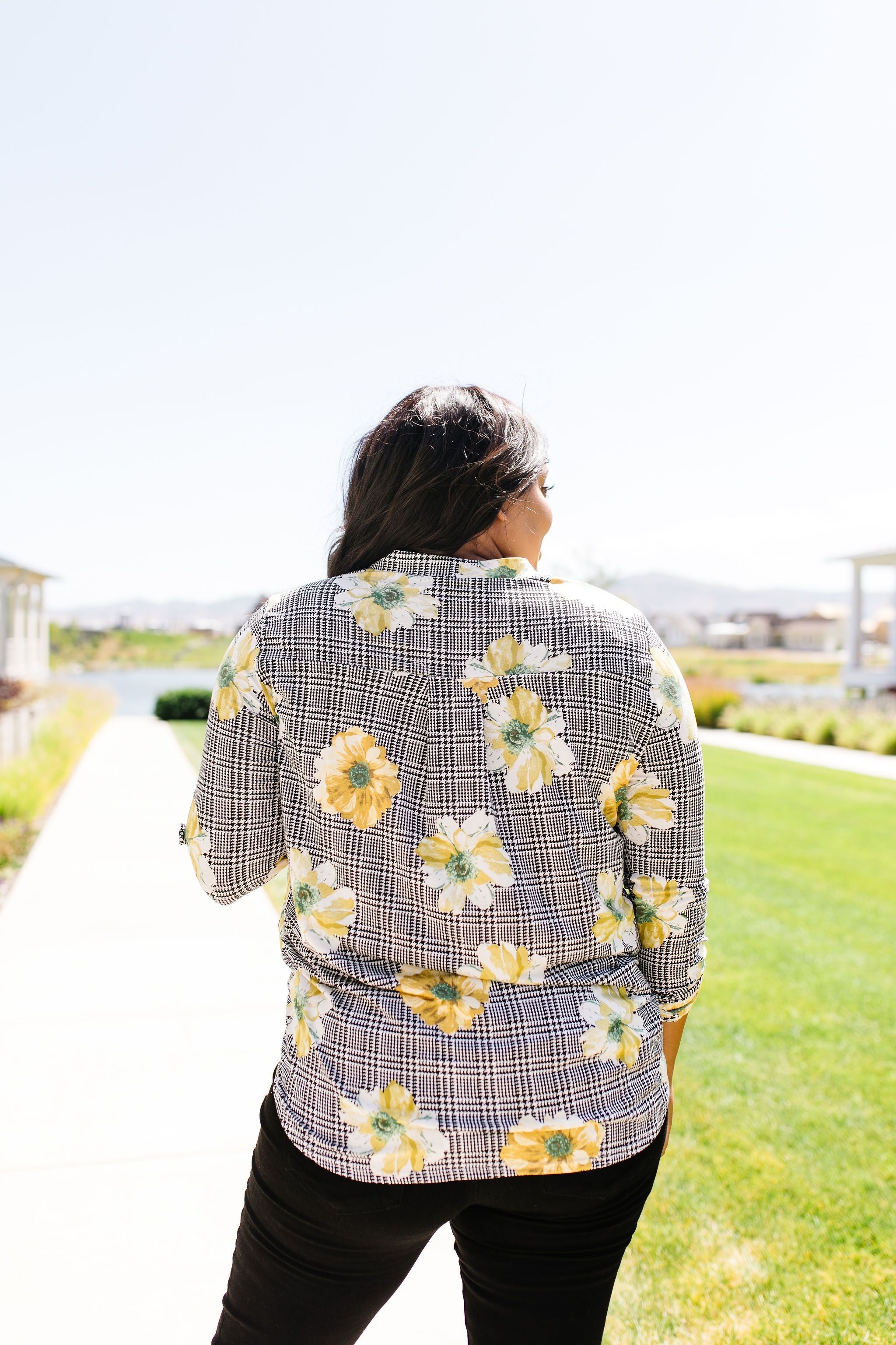 Poppies On Plaid Blouse
