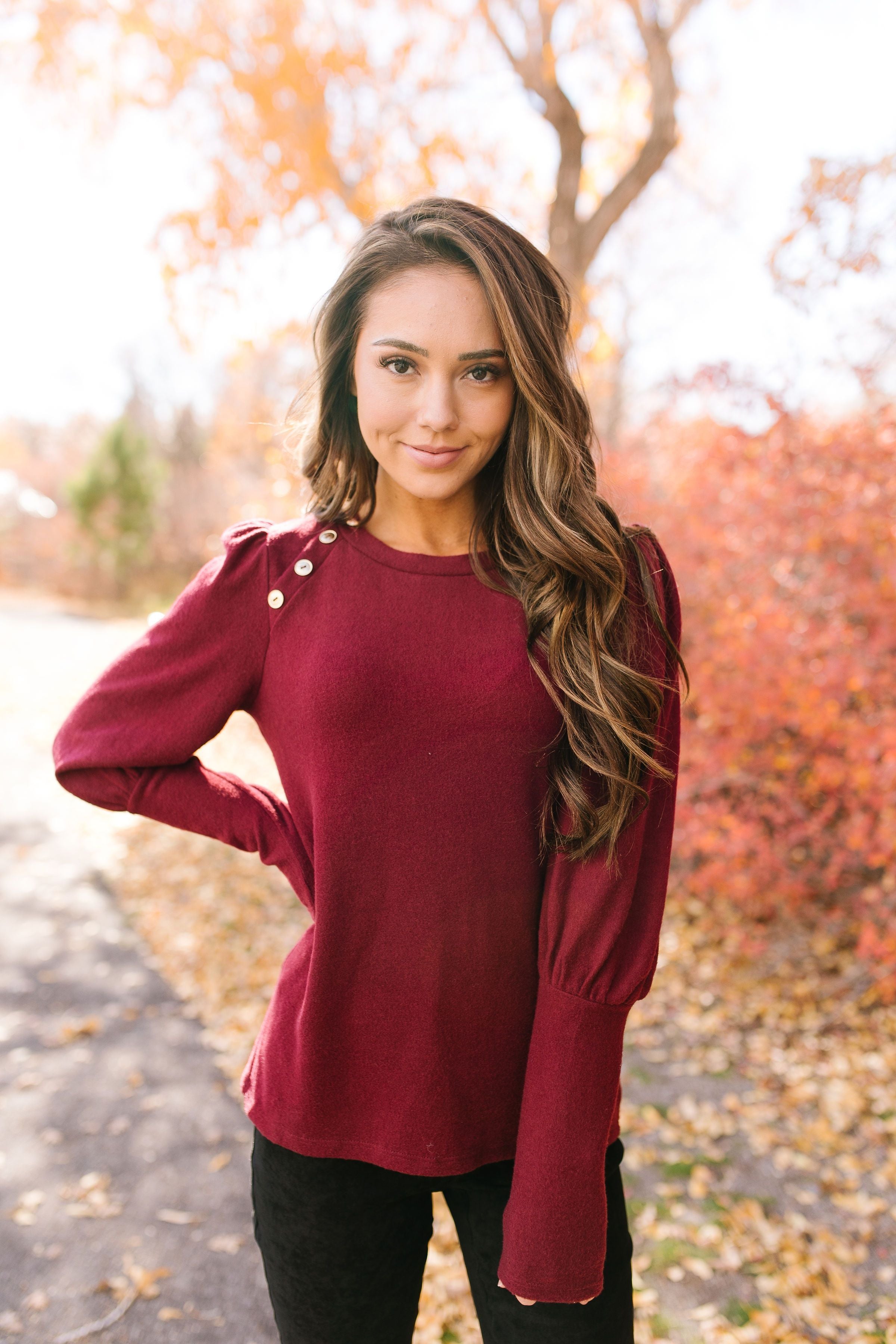 Puff Piece Sweater in Burgundy