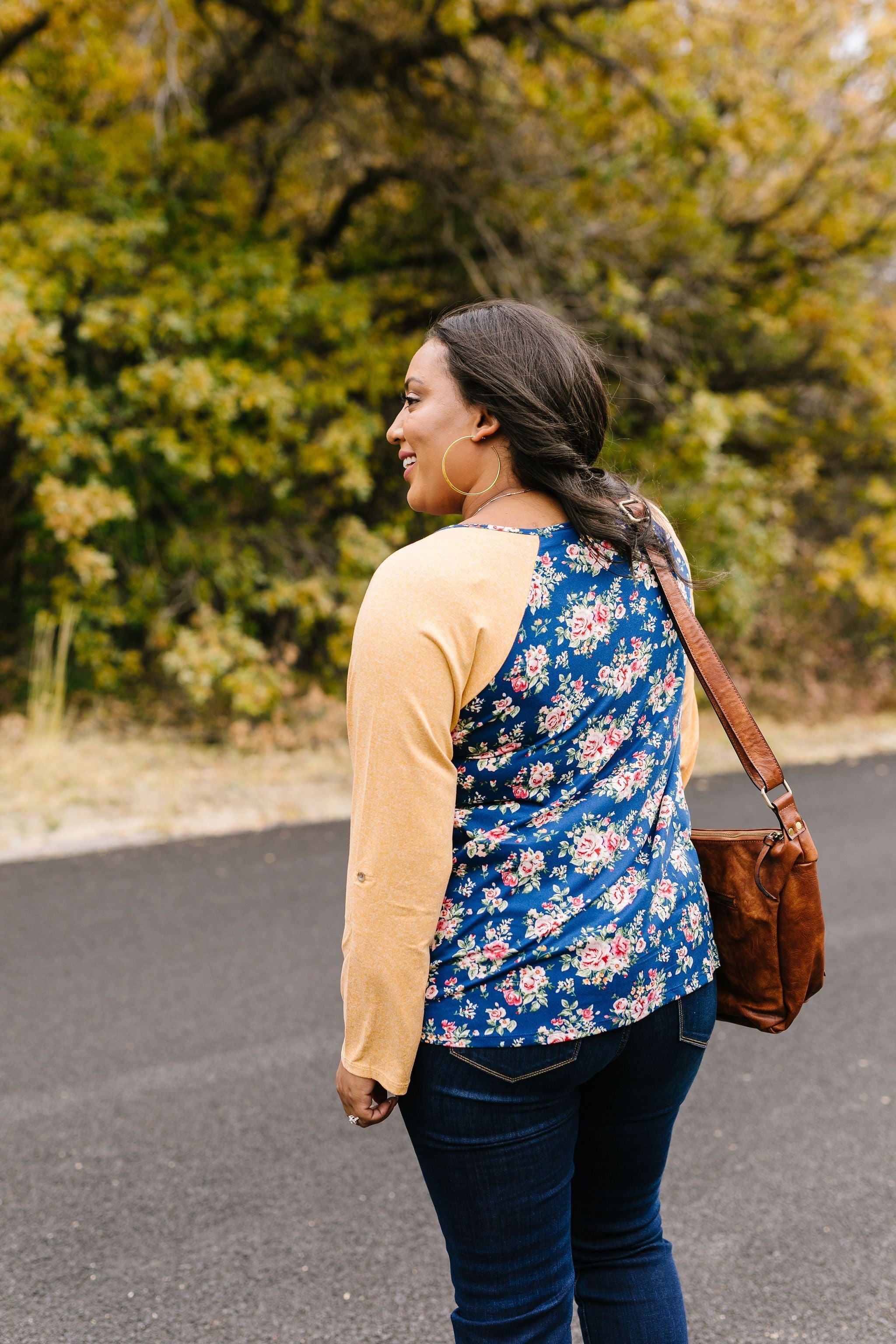 Raglan Floral Long Sleeved Top