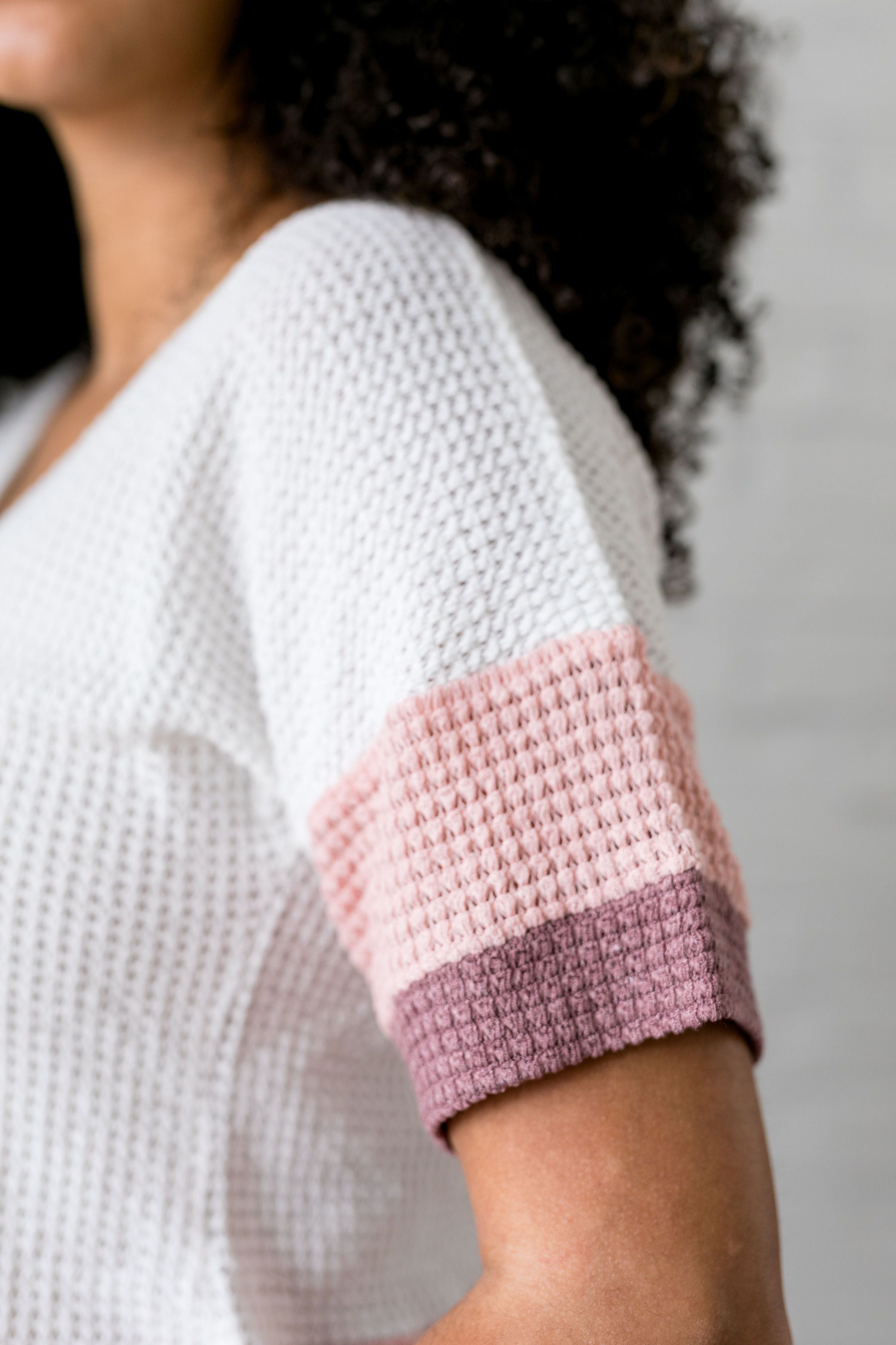 Raise The Bar Waffle Knit V-Neck - ALL SALES FINAL