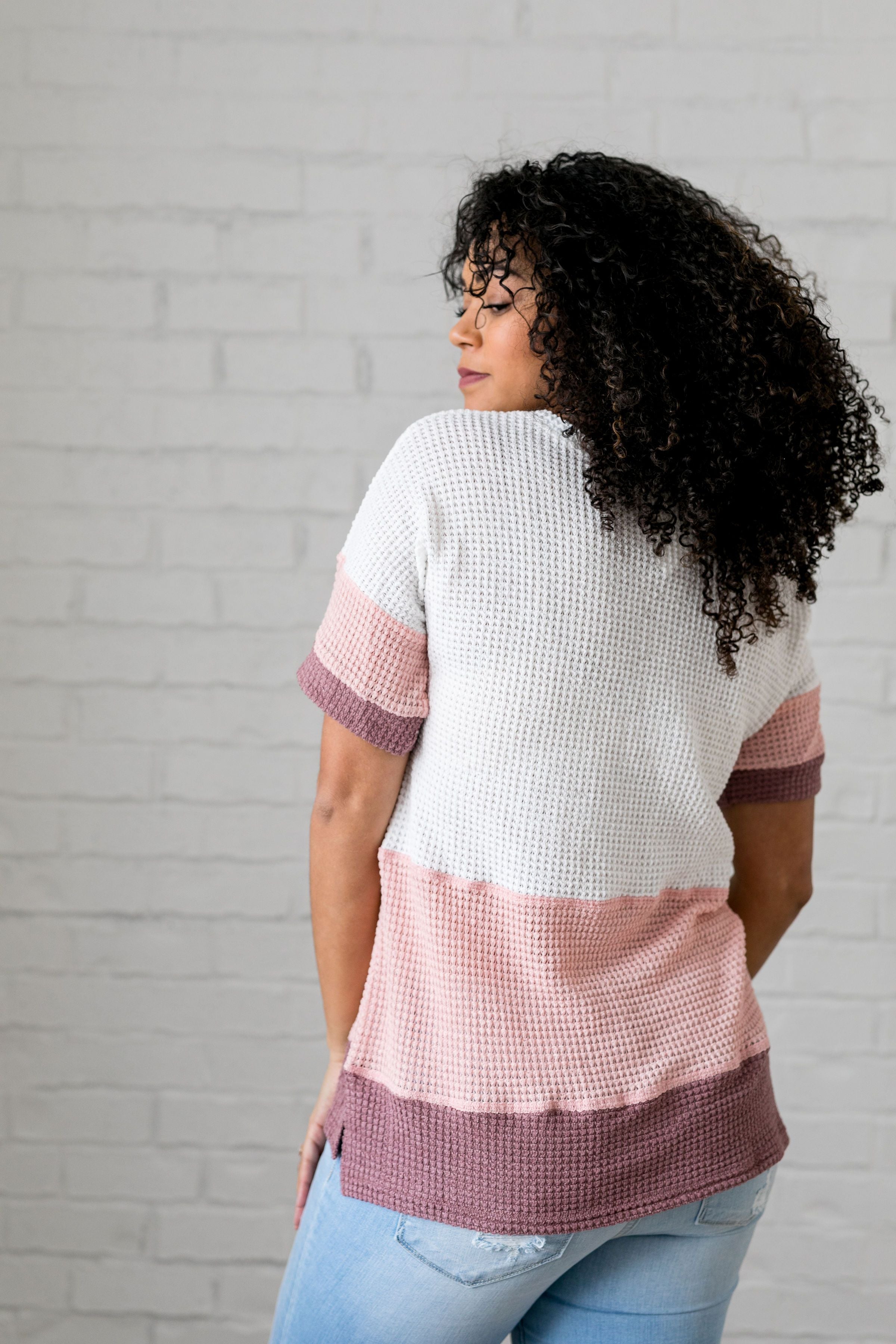Raise The Bar Waffle Knit V-Neck - ALL SALES FINAL