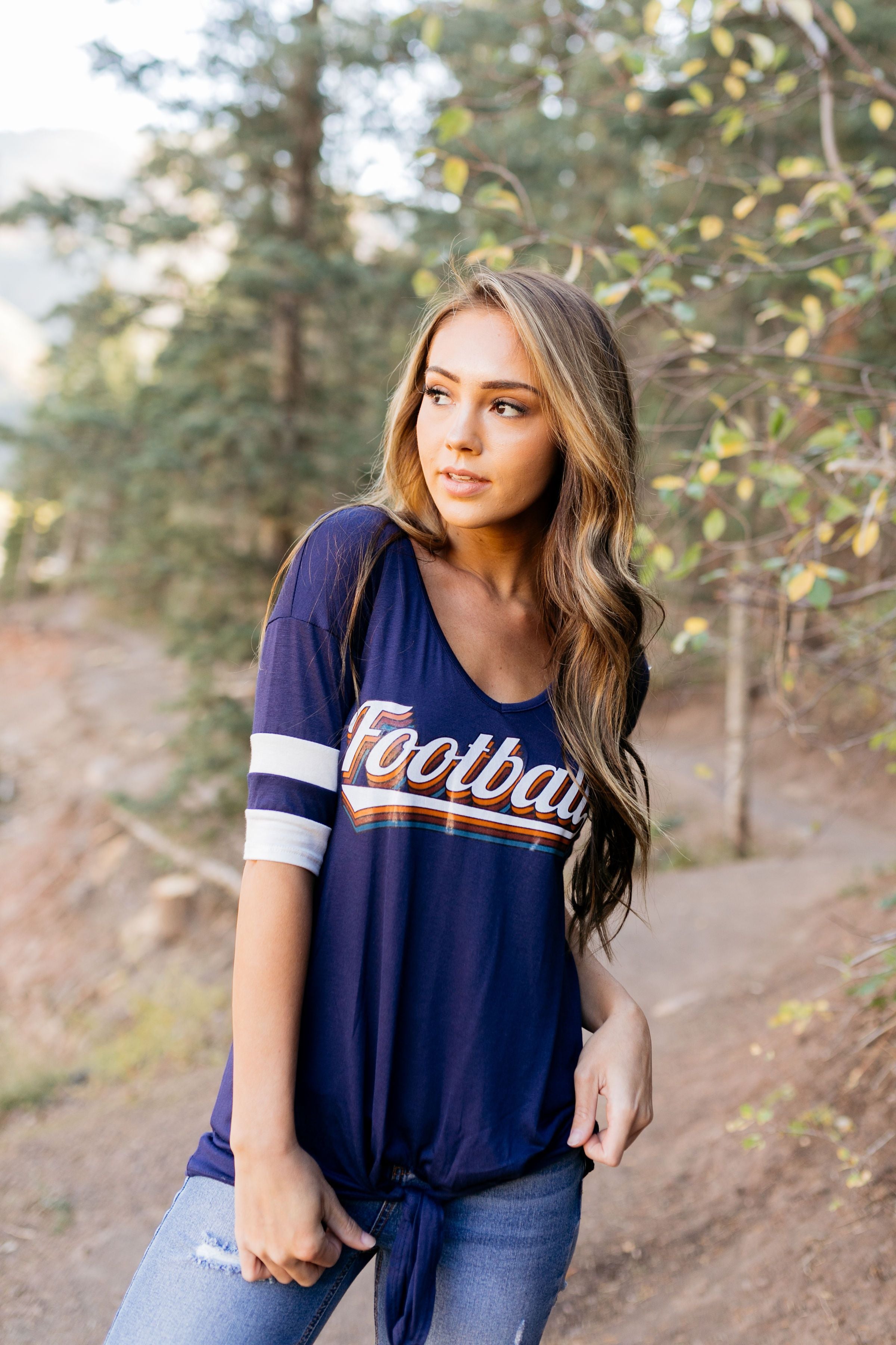 Retro Football In Navy - ALL SALES FINAL