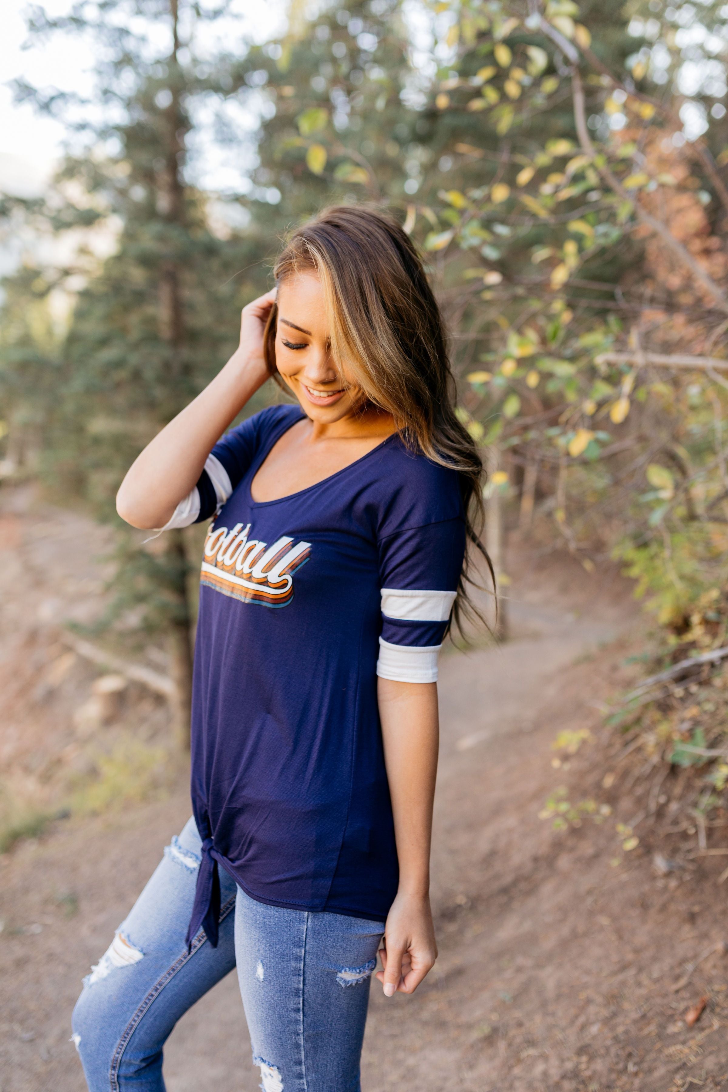 Retro Football In Navy - ALL SALES FINAL