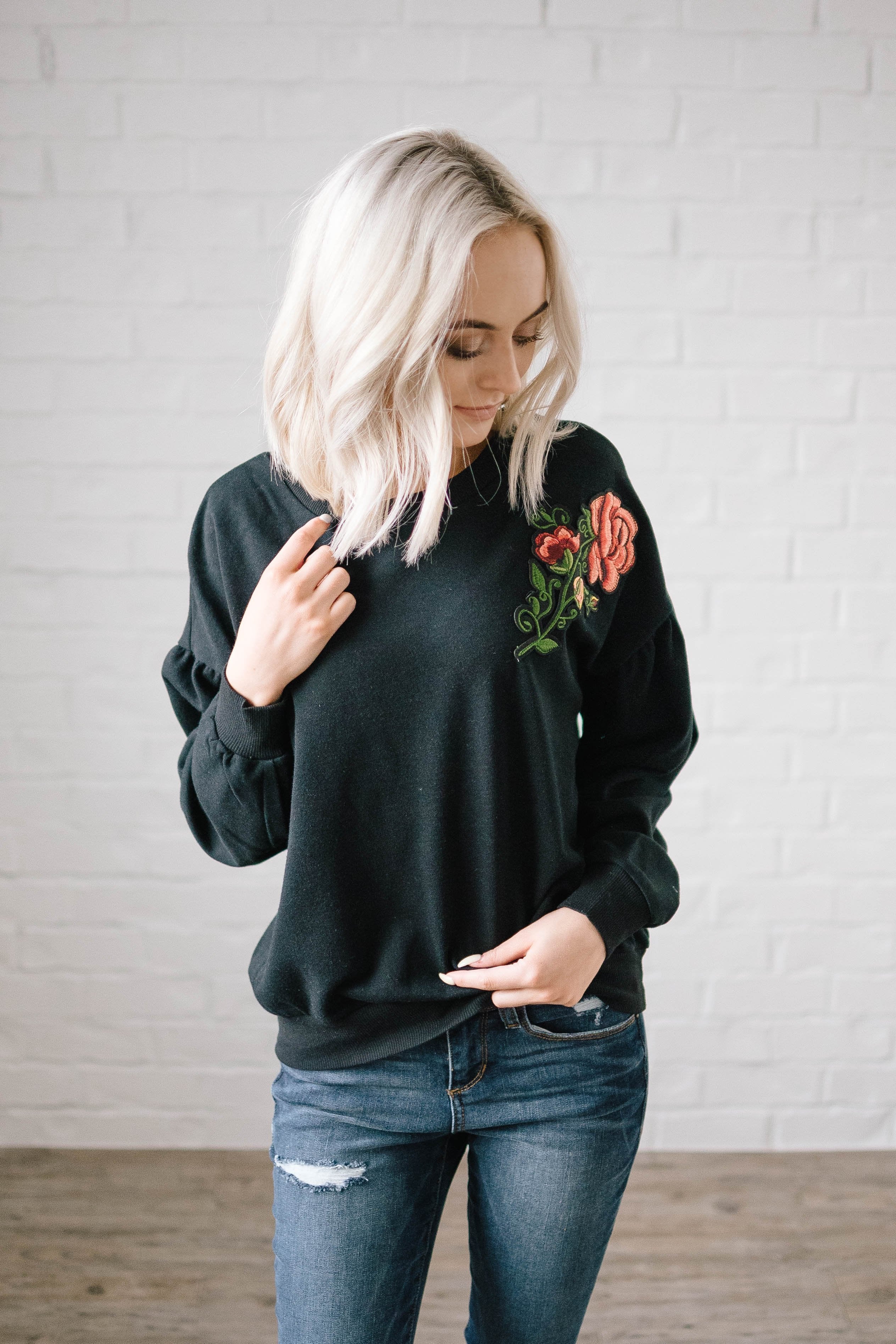 Rock And Roses Top in Black