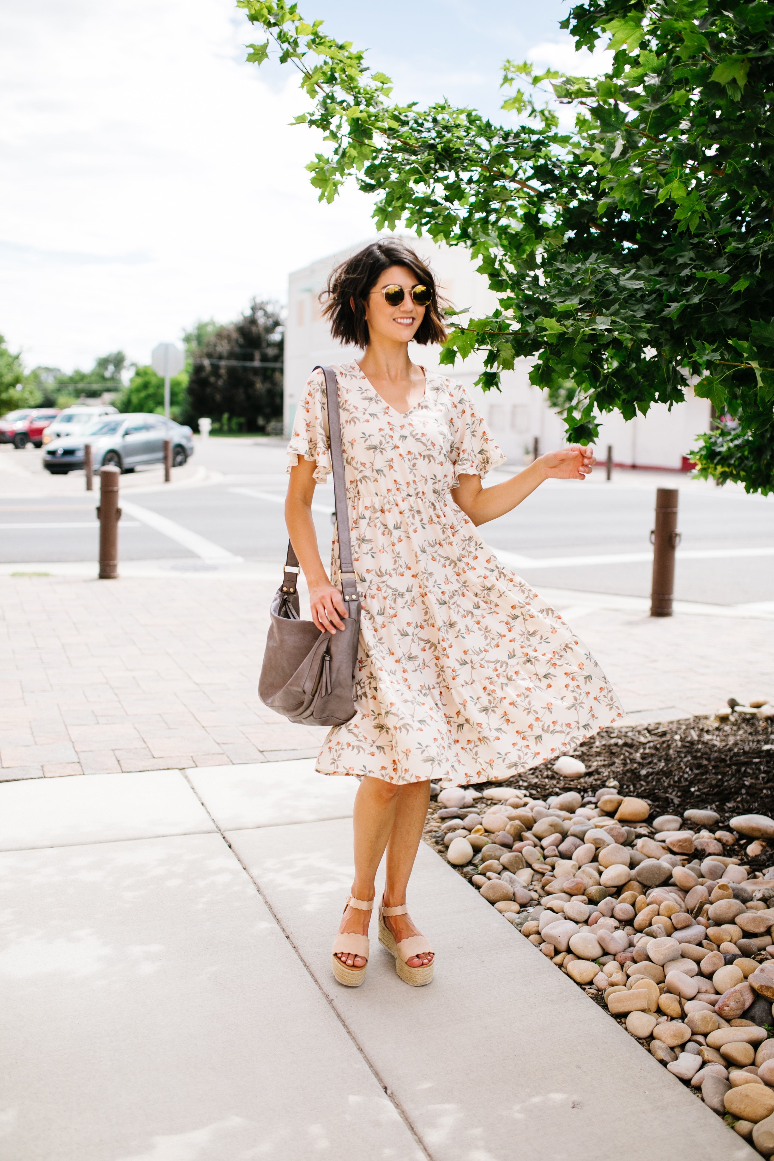 Romantic Rose Bud Midi Dress