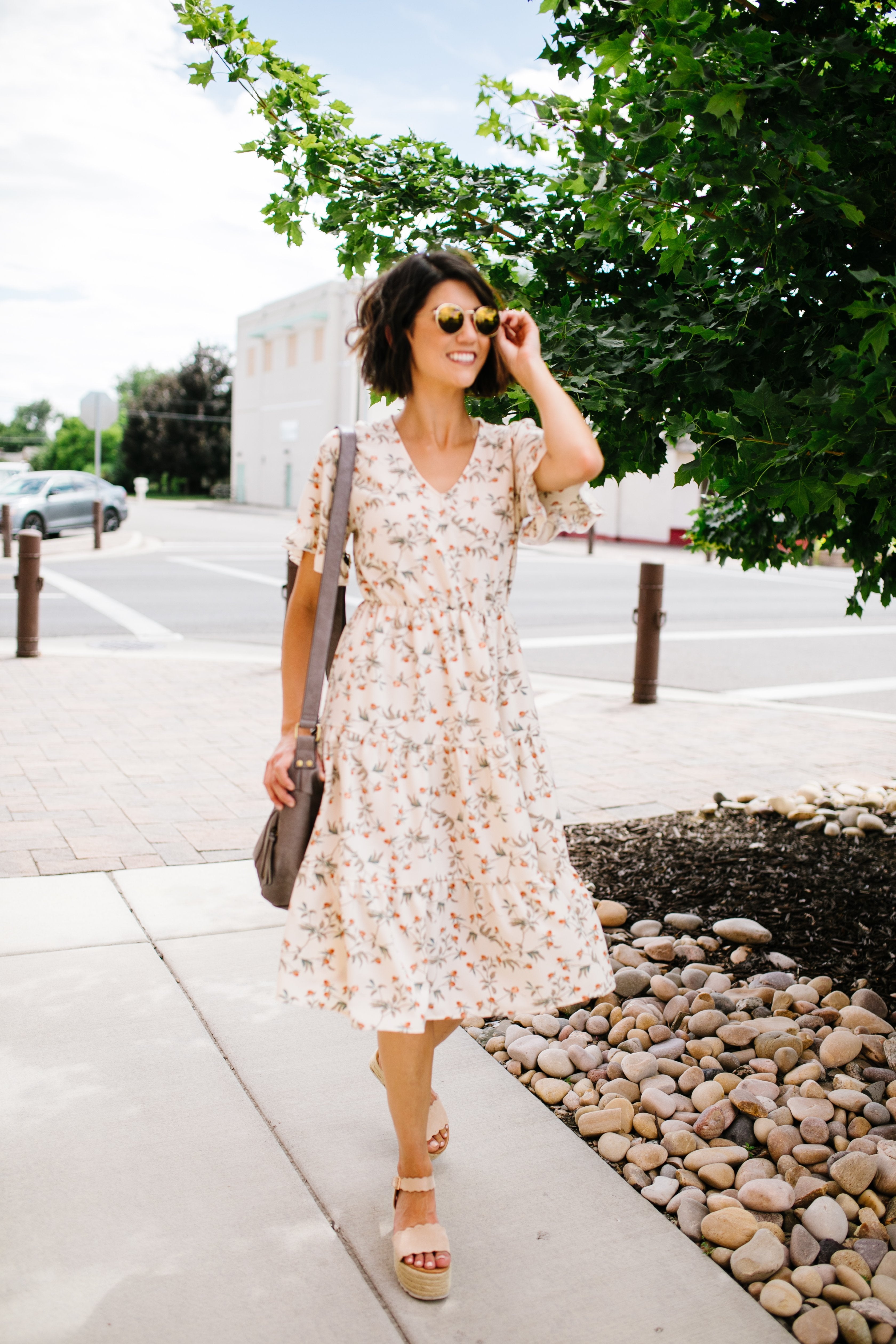 Romantic Rose Bud Midi Dress