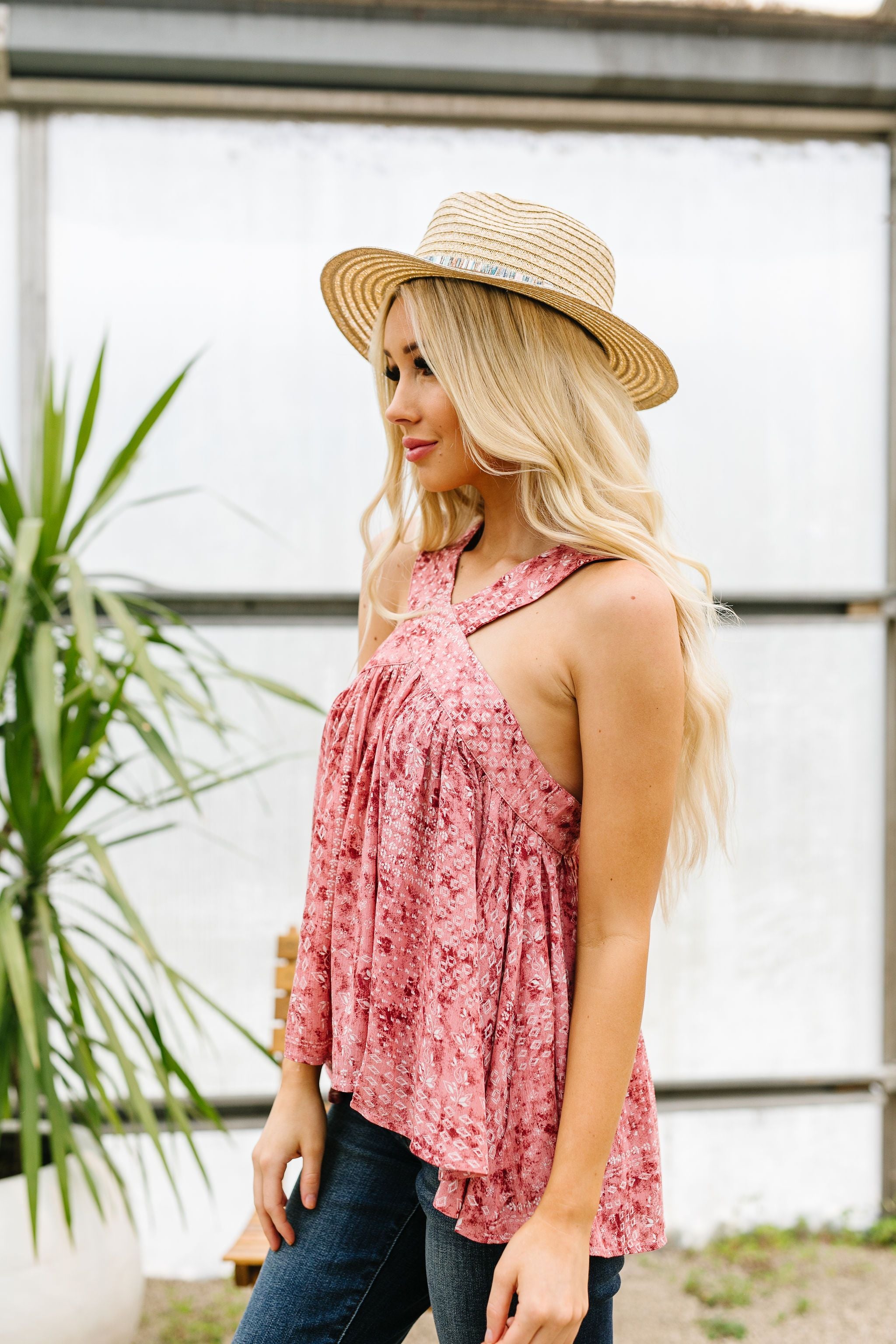 Rose Faded Batik Top