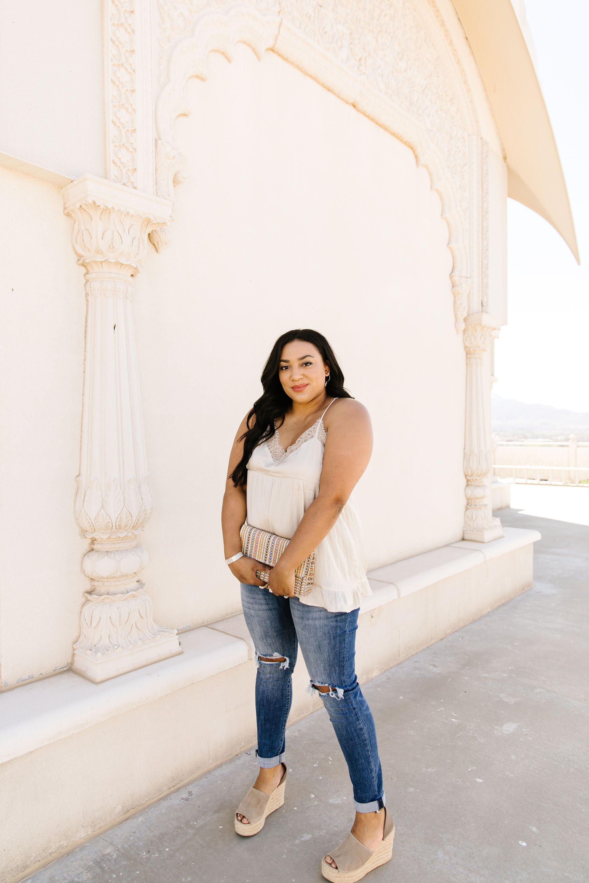 Satin & Lace Babydoll Cami In Shell