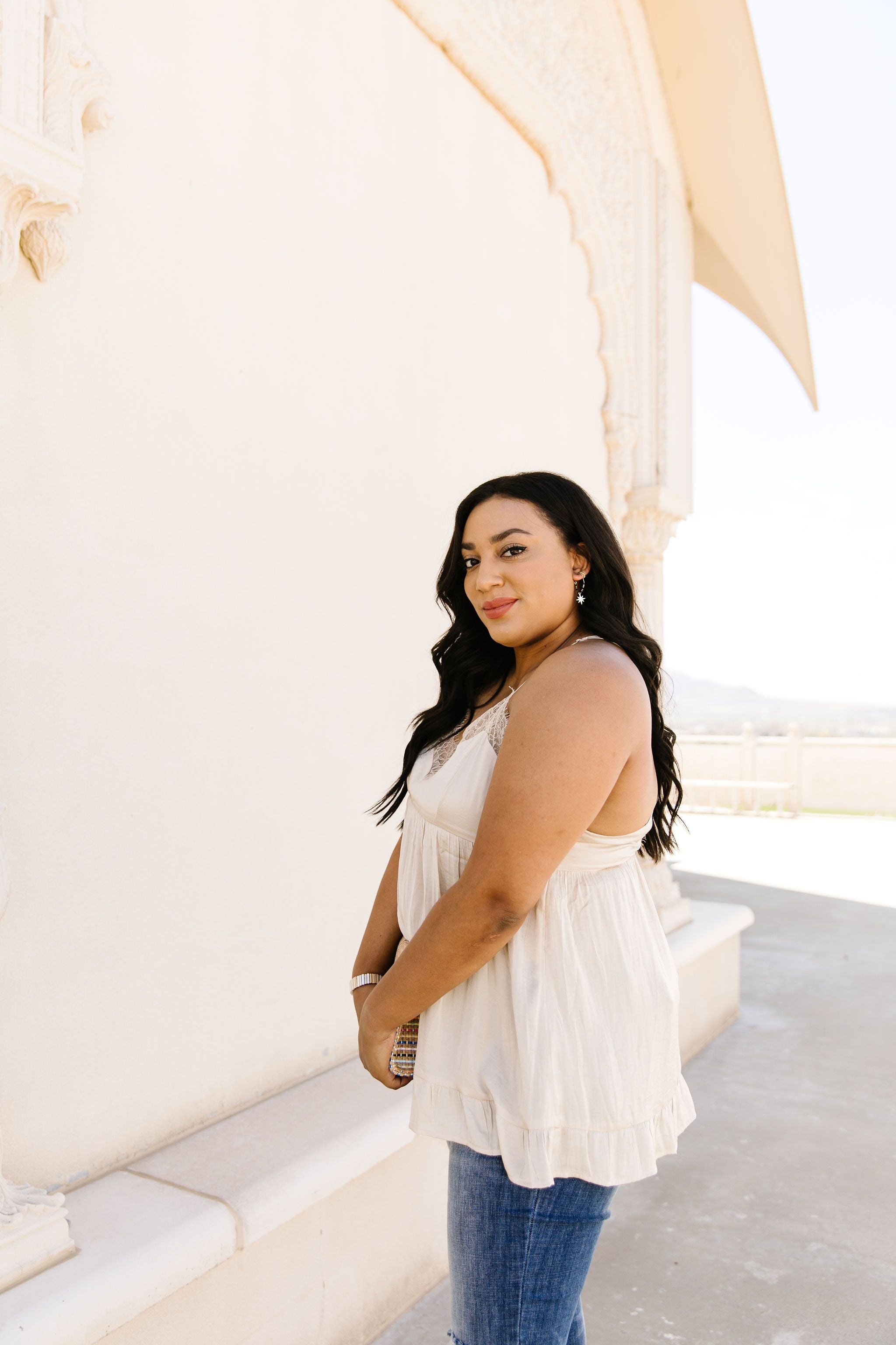 Satin & Lace Babydoll Cami In Shell