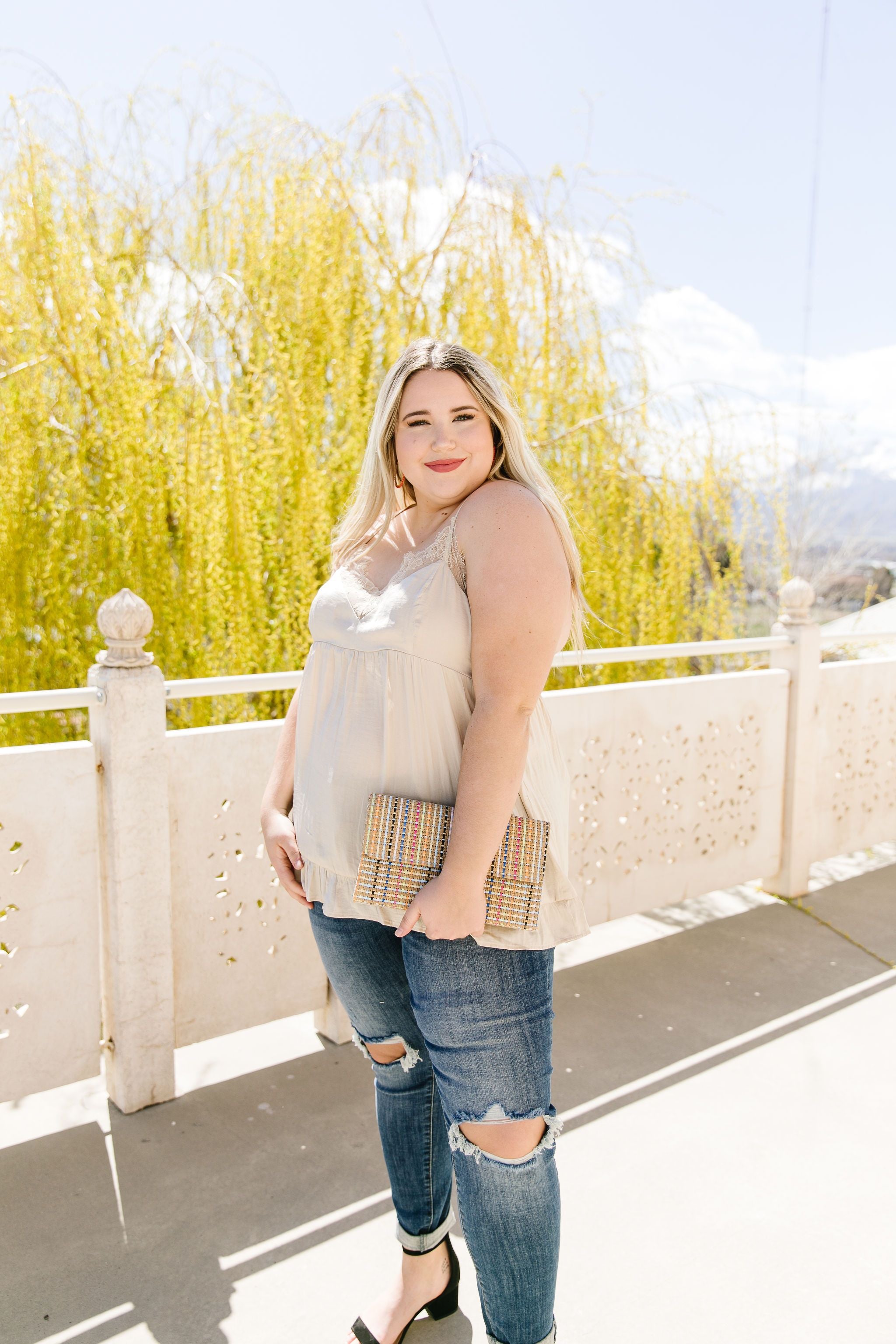 Satin & Lace Babydoll Cami In Shell