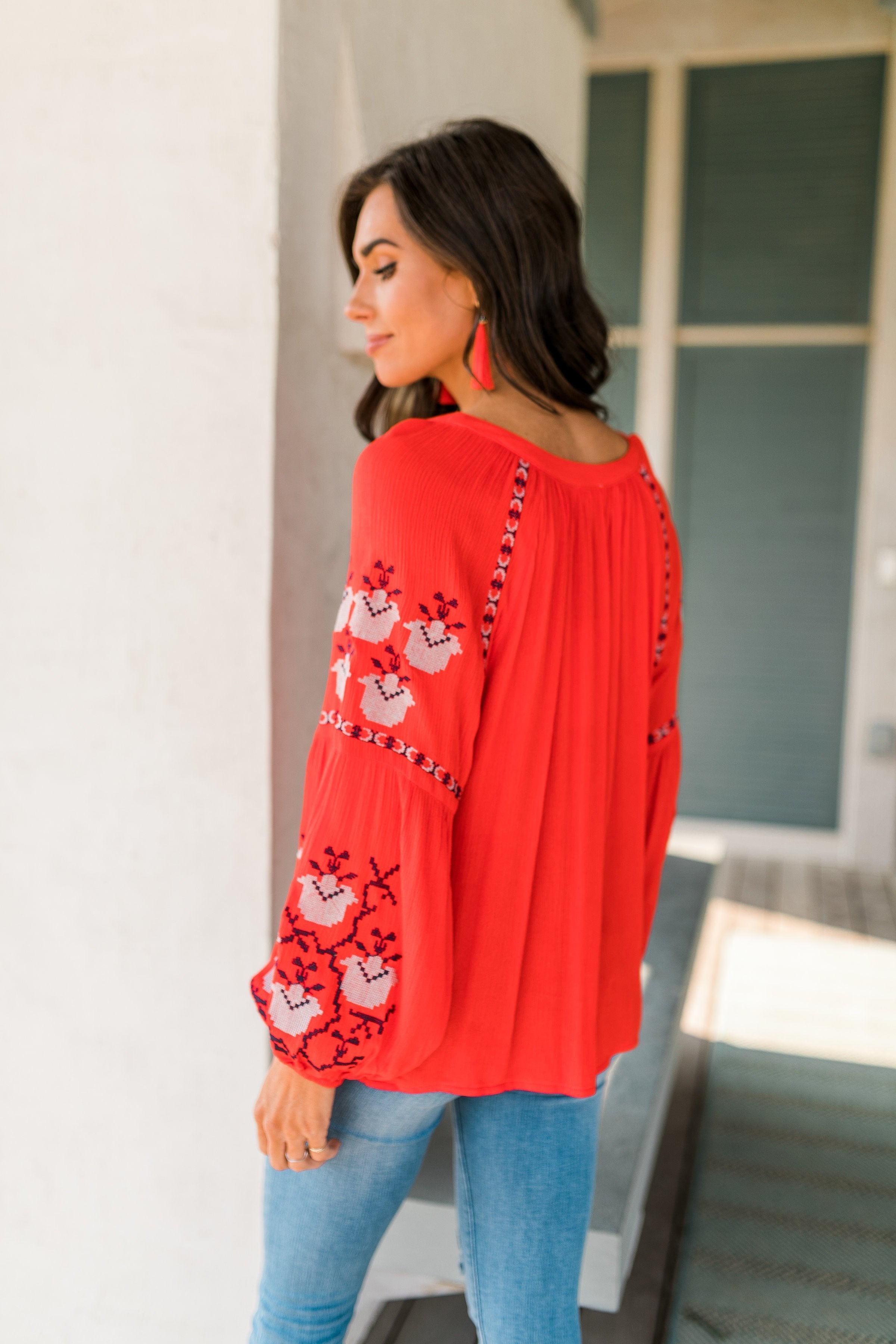 Scarlet Embroidered Top
