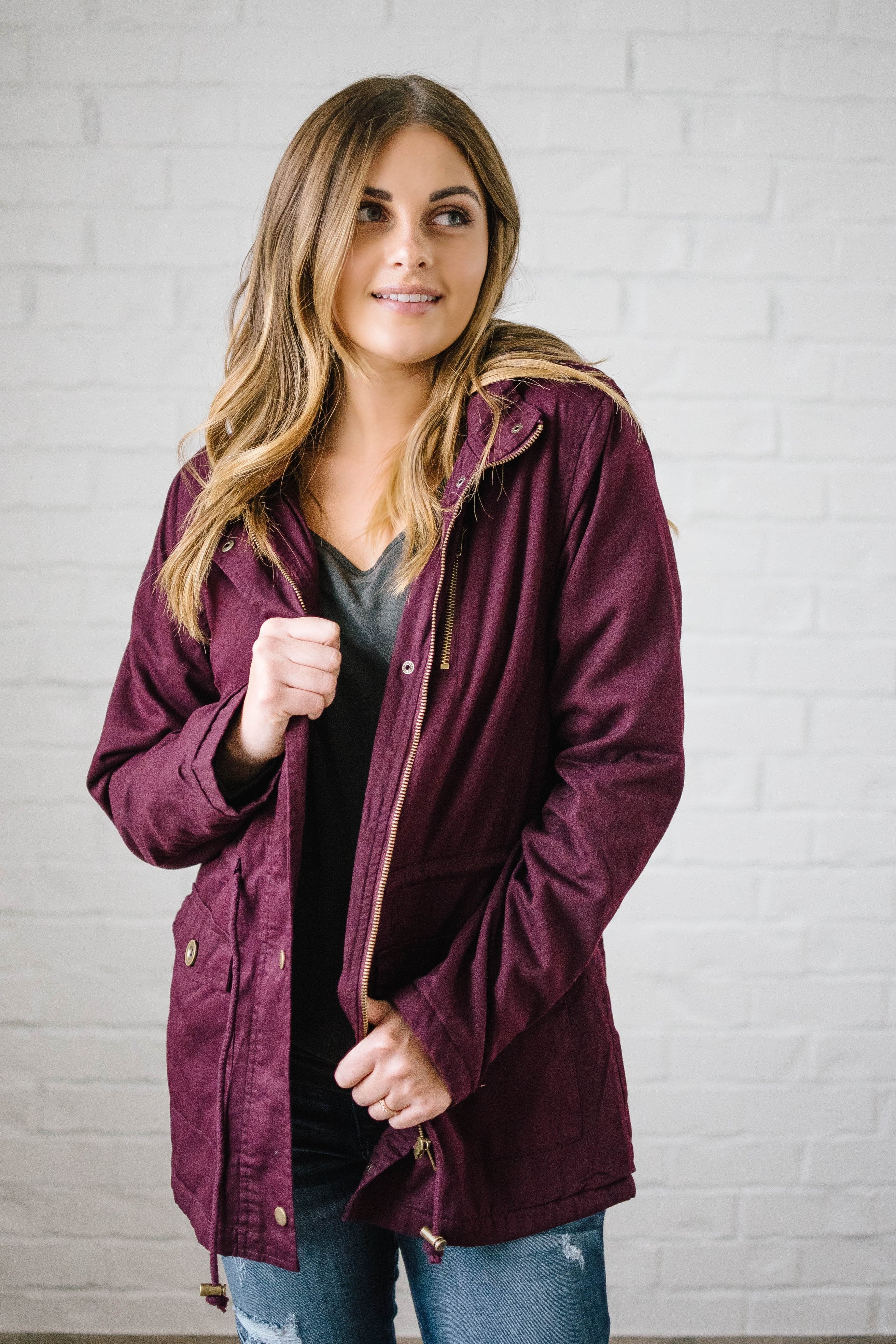 Scouting It Out Fur Lined Jacket in Burgundy
