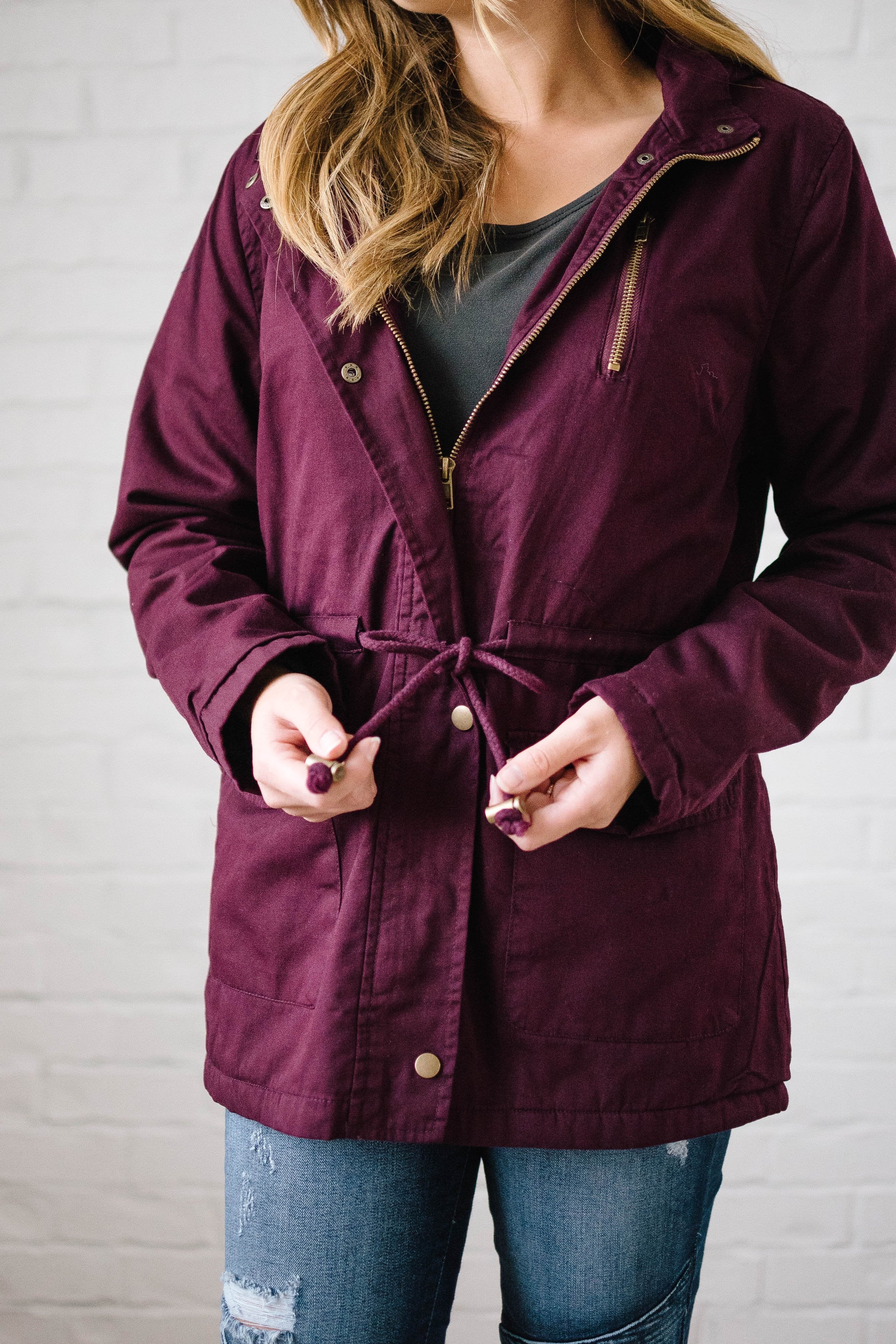 Scouting It Out Fur Lined Jacket in Burgundy
