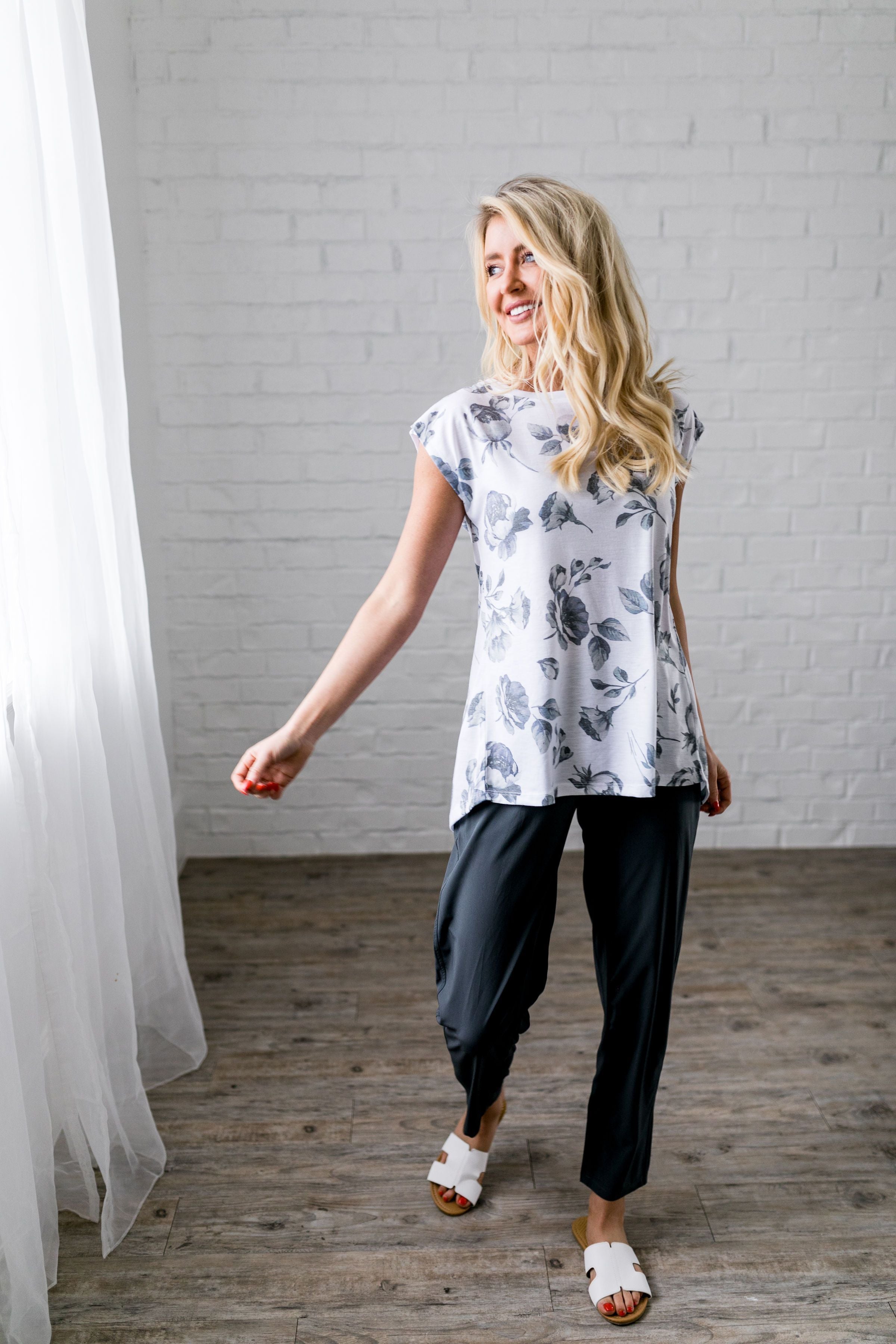 Shadowbox Floral Athleisure Top