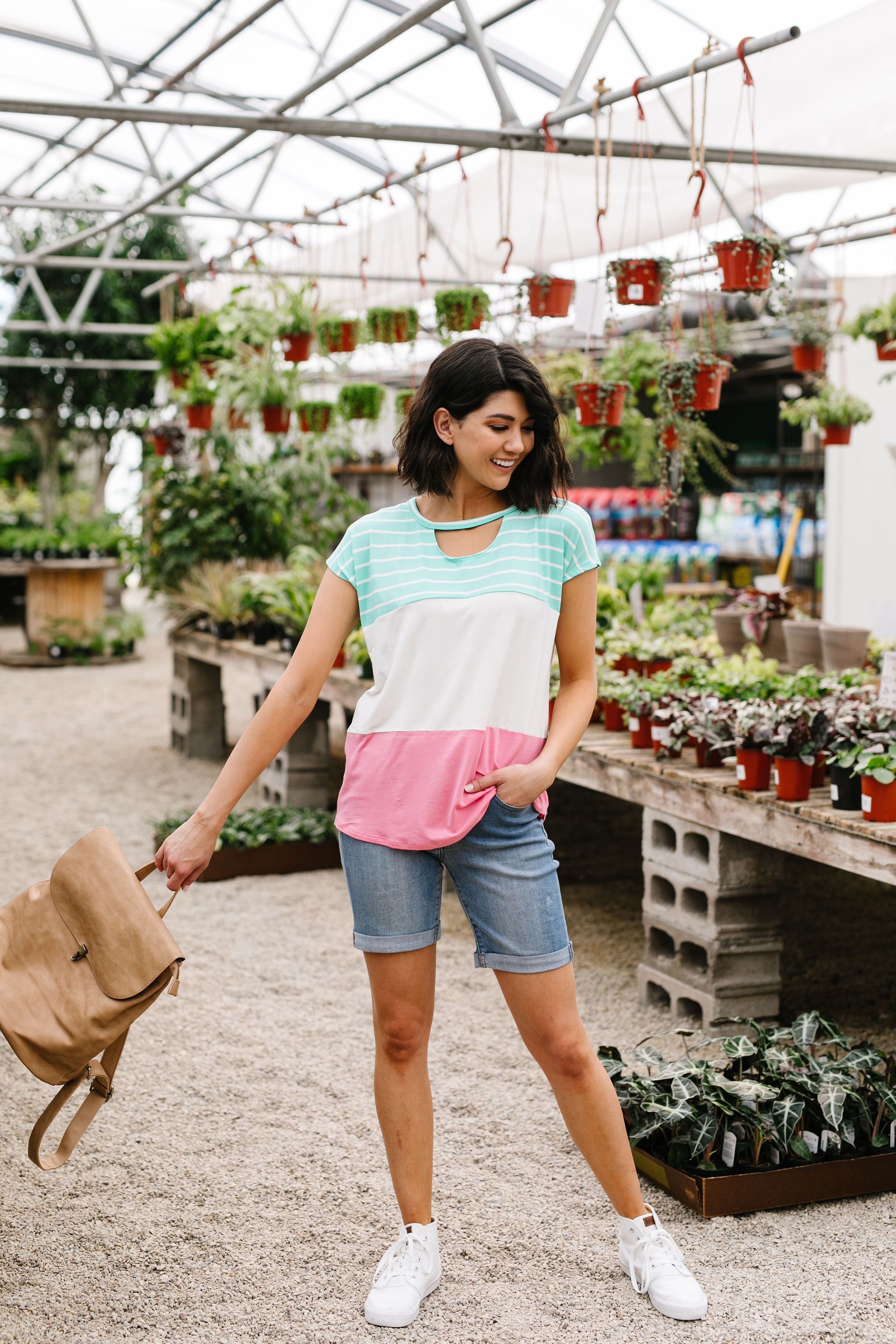 Sherbet Colorblock Top In Watermelon & Mint