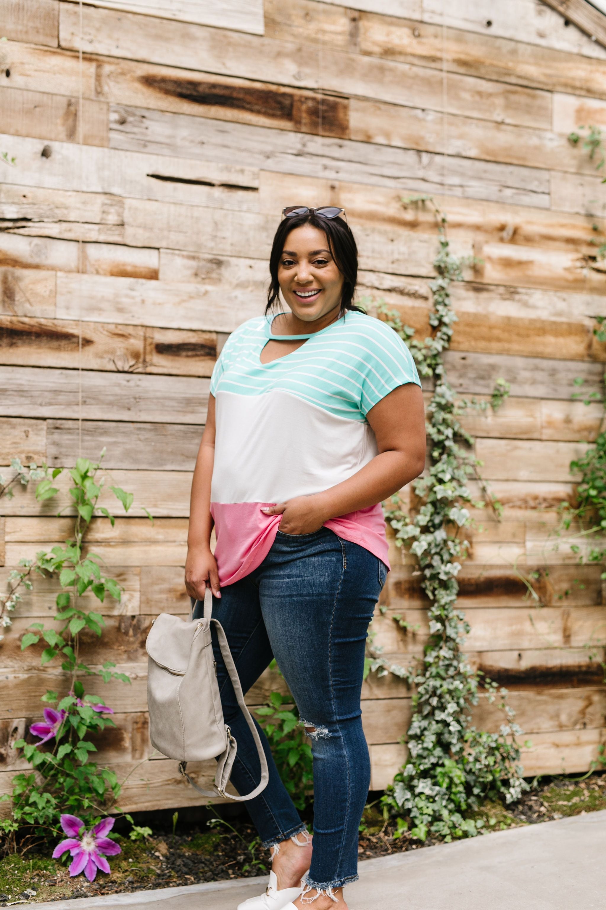 Sherbet Colorblock Top In Watermelon & Mint