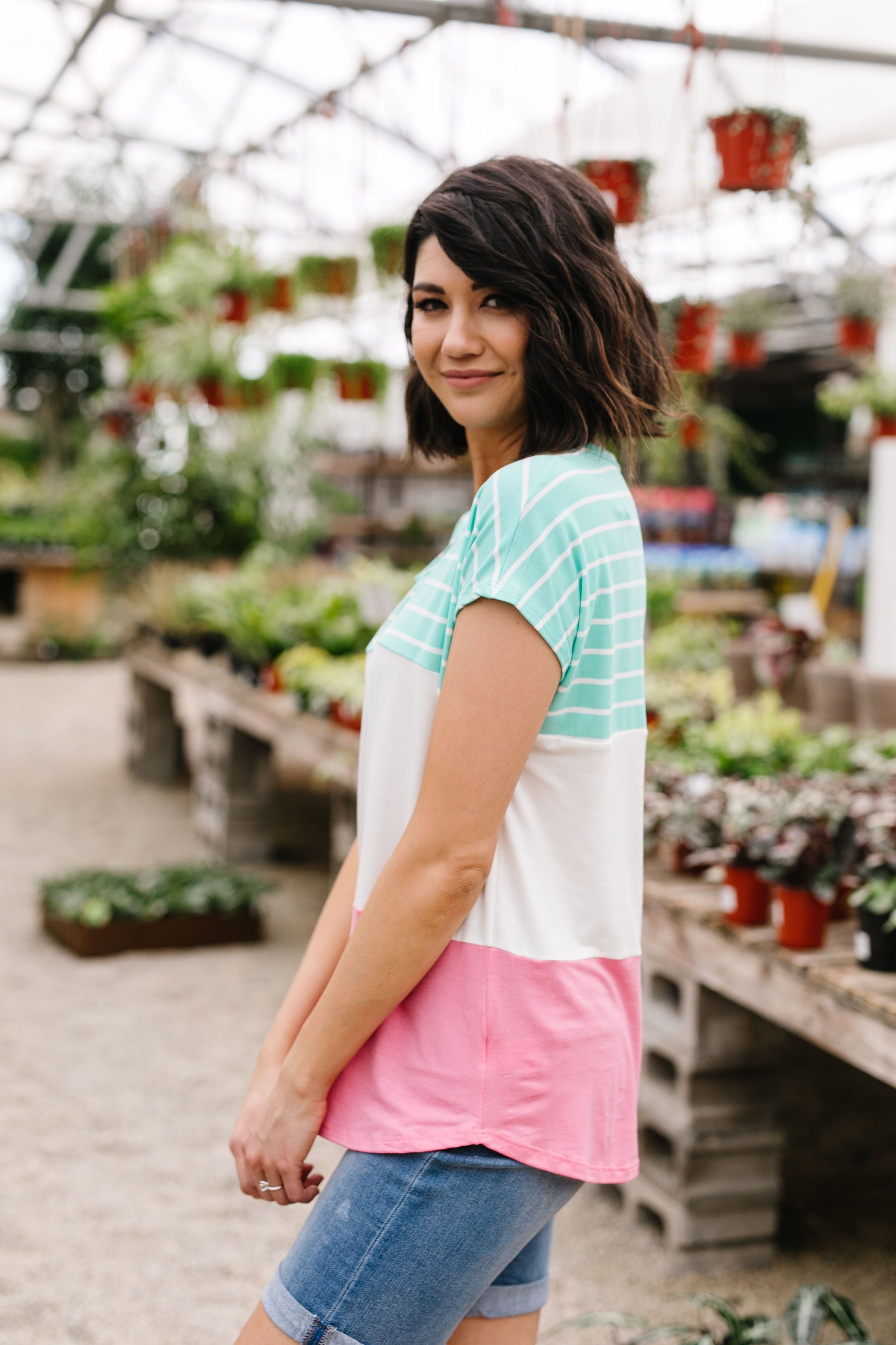 Sherbet Colorblock Top In Watermelon & Mint