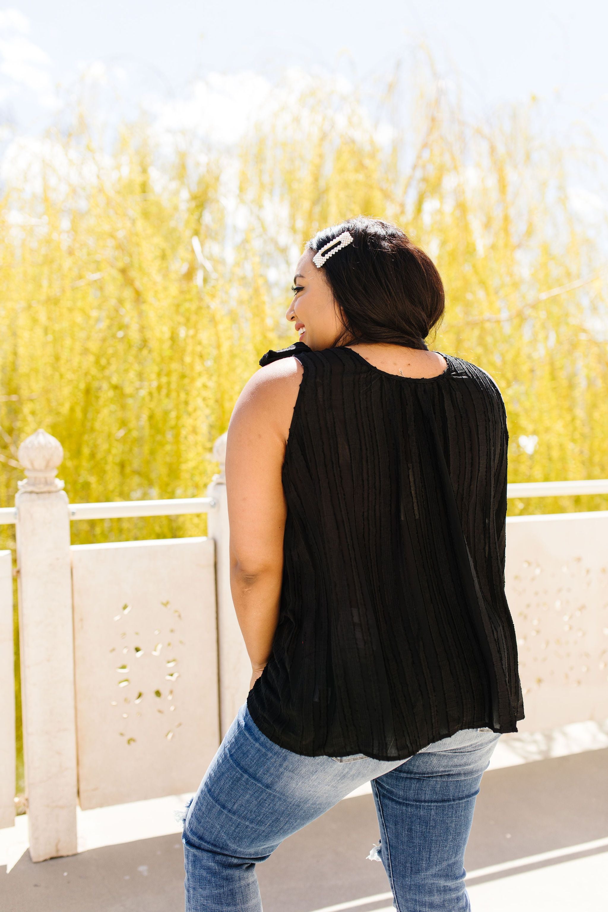 Shoulder Tie Tank In Black