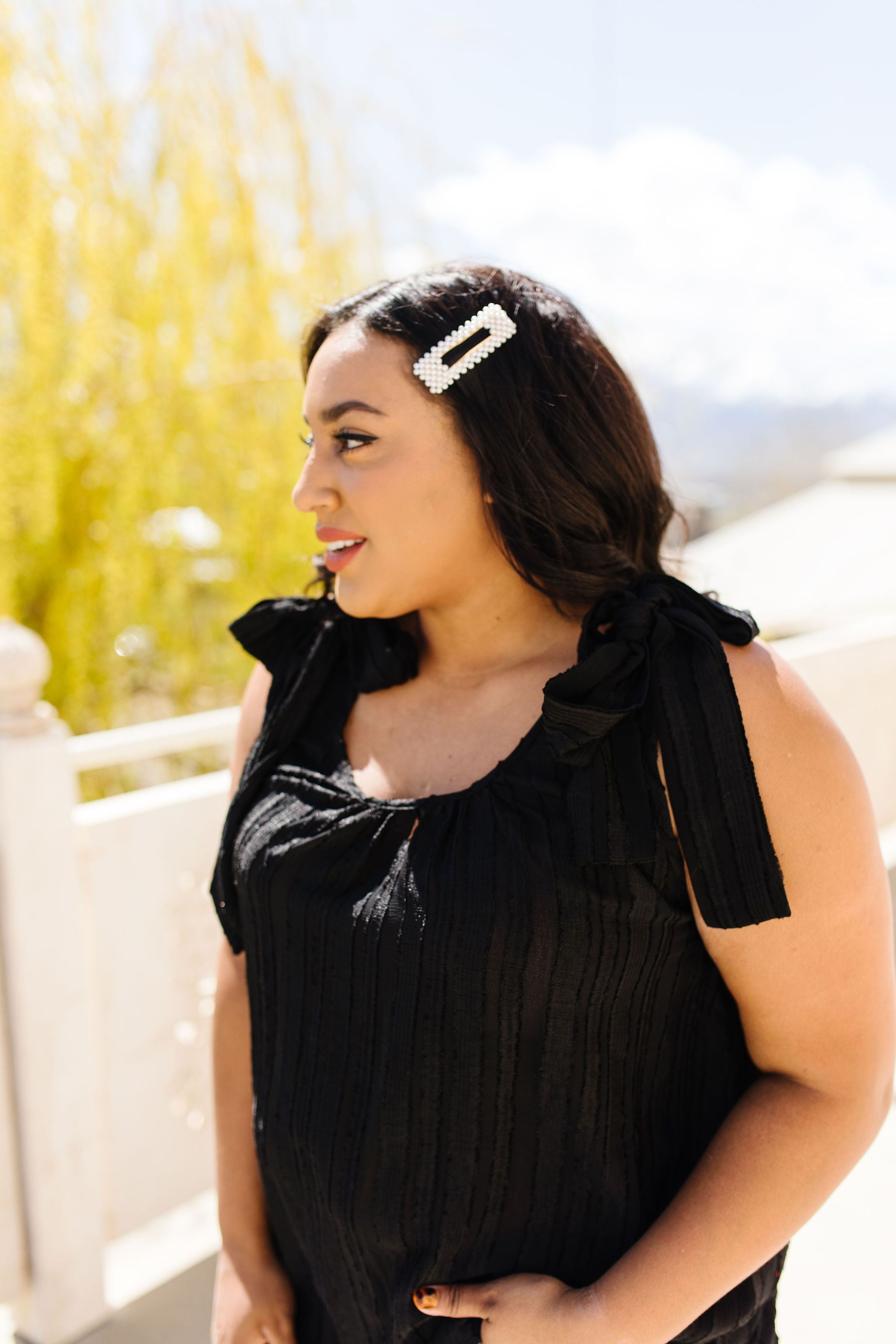 Shoulder Tie Tank In Black