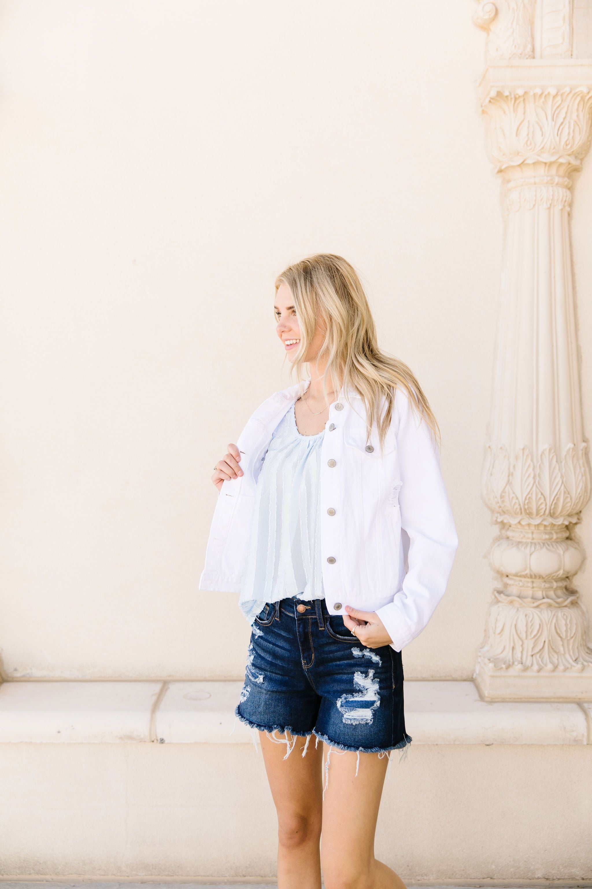 Shoulder Tie Tank In Pale Blue